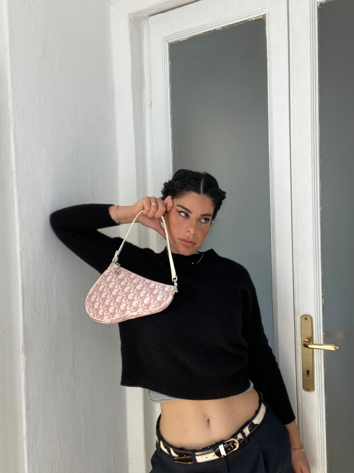 Dior mini saddle monogram rosa