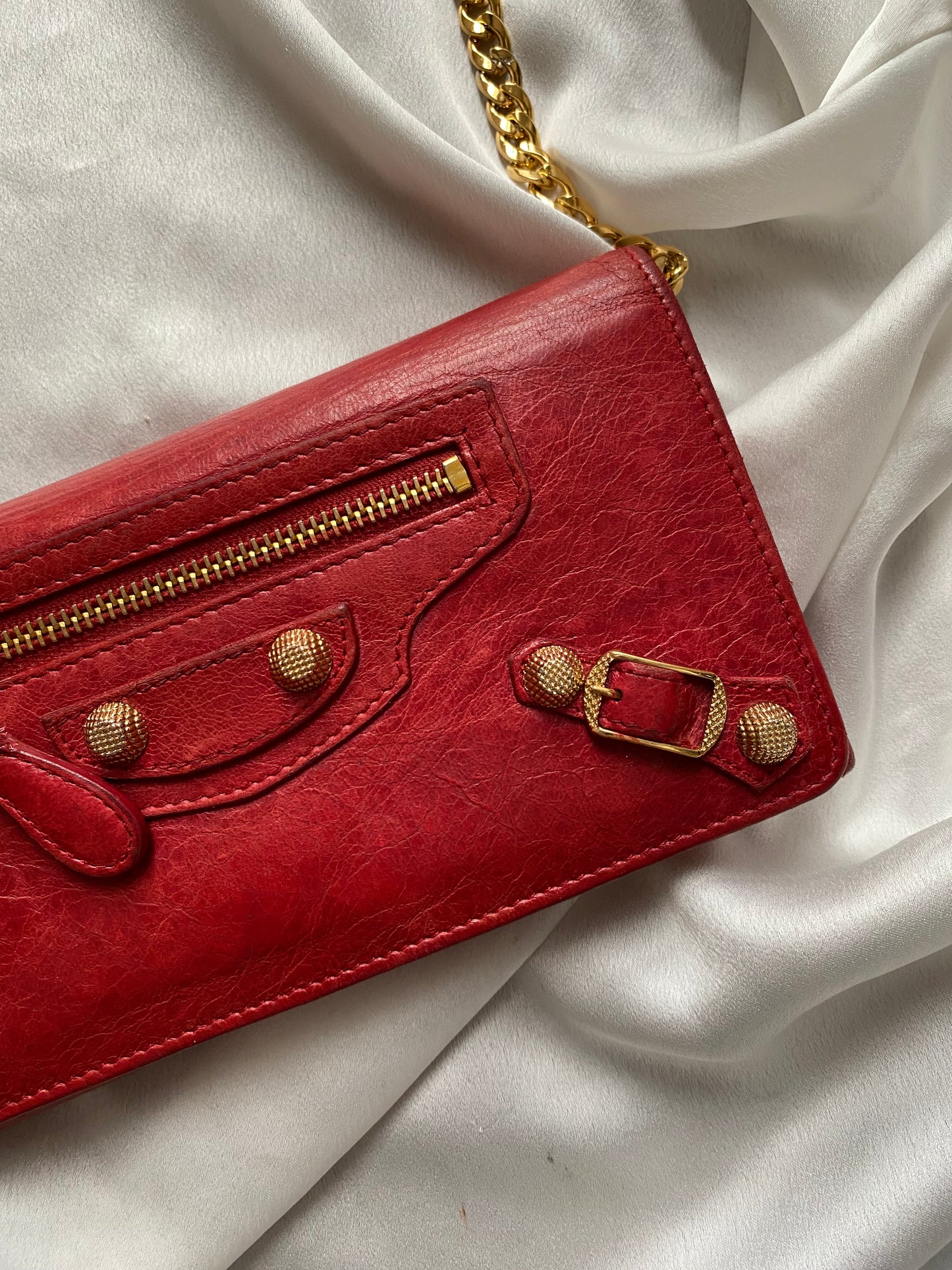 Balenciaga city pochette cherry red