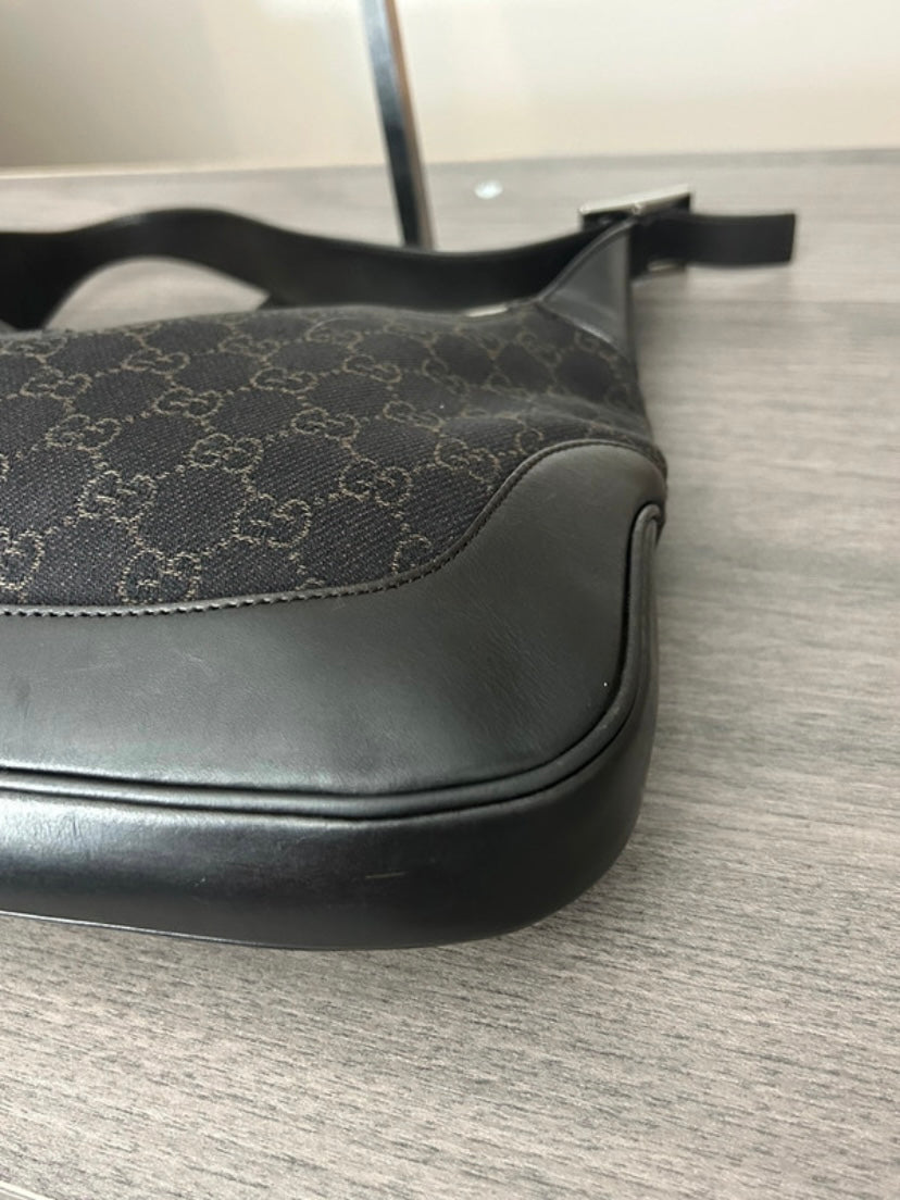 Gucci Jackie denim nero monogram marrone
