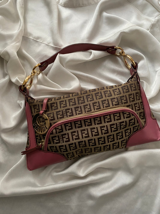 Fendi chef pocket monogram zucchino beige e rosa
