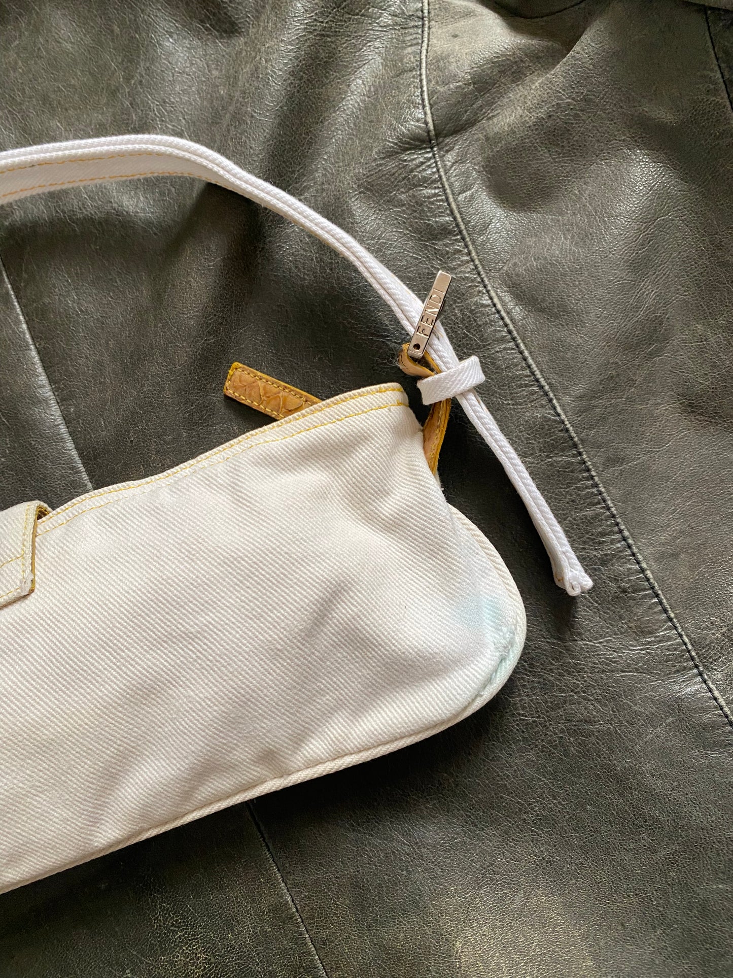 Fendi baguette in denim snakeskin