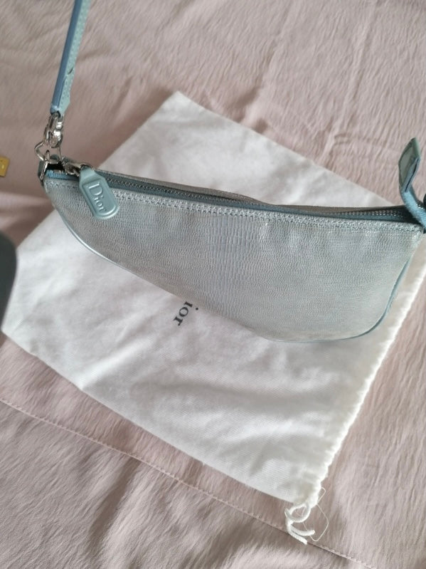 Dior mini saddle lucertola azzurra