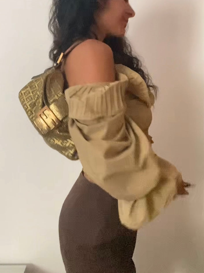 Fendi baguette double flap solid gold