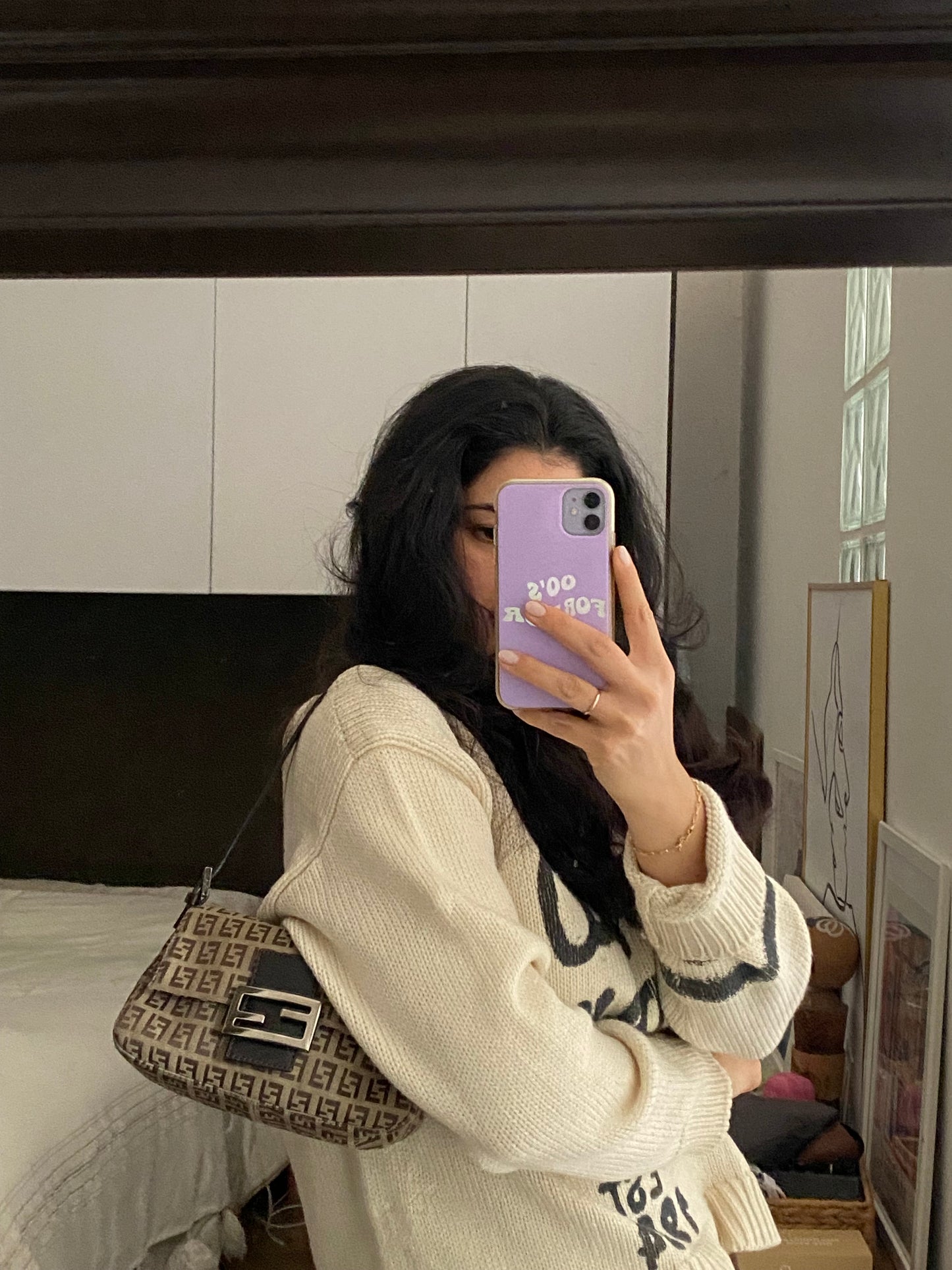 Fendi mini mamma monogram zucchino beige