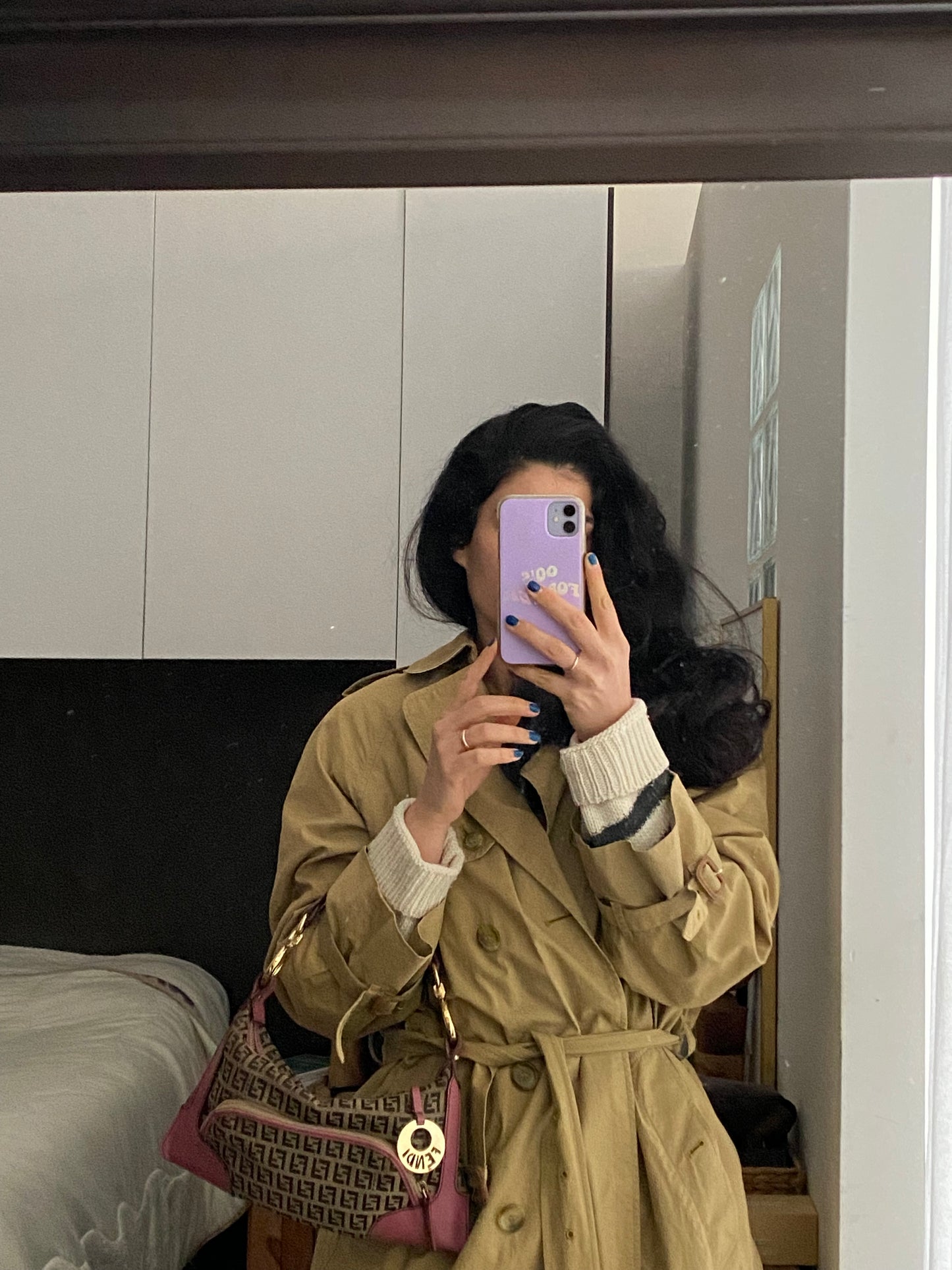Fendi chef pocket monogram zucchino beige e rosa