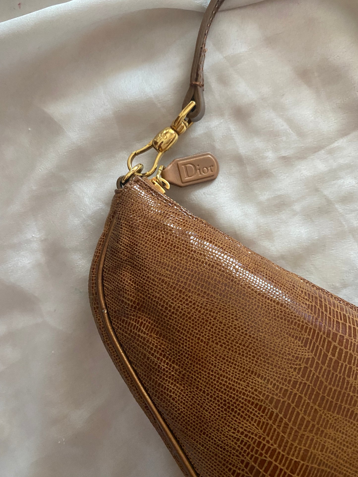 Dior mini saddle lizard brown