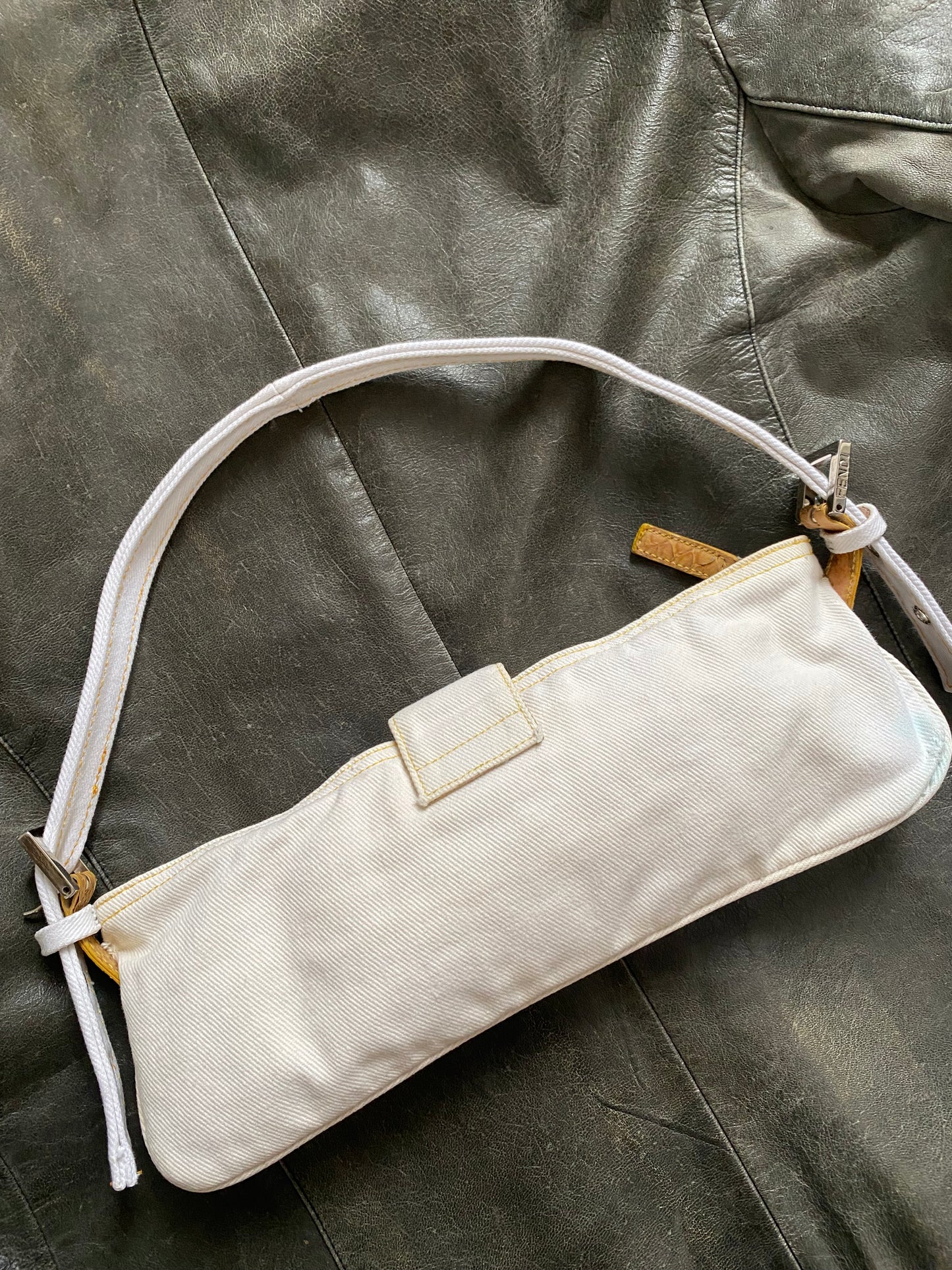 Fendi baguette in denim snakeskin