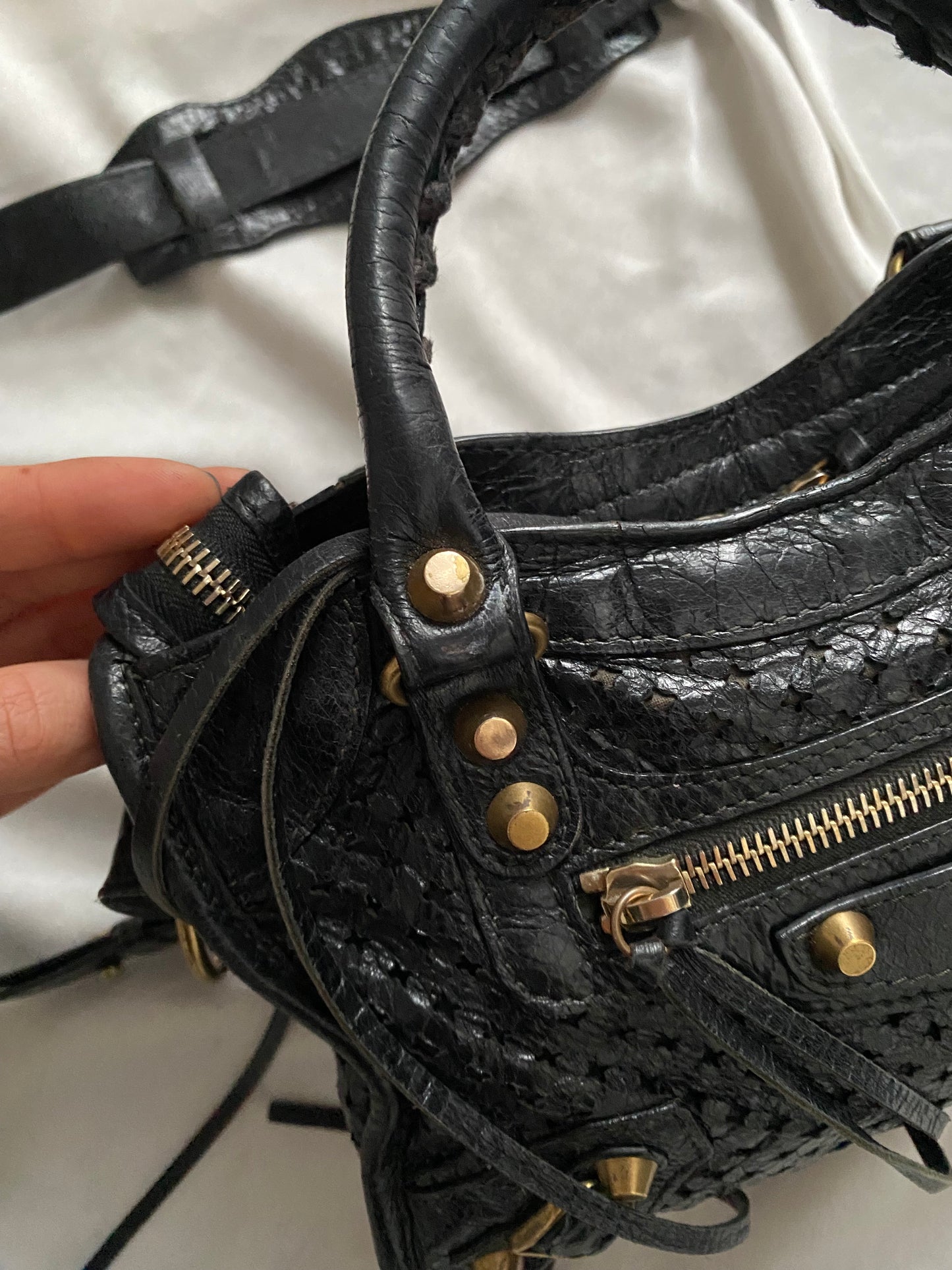 Balenciaga mini city stadio laser cut cross