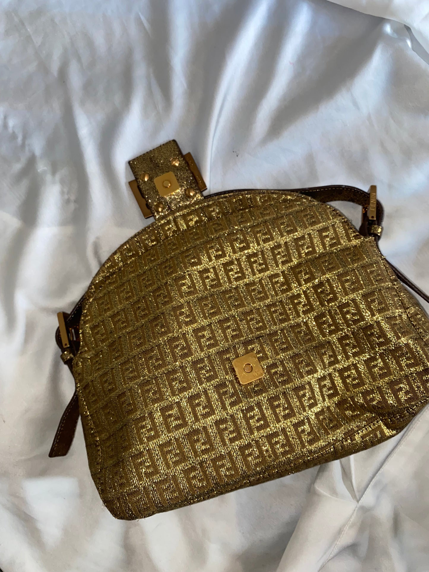 Fendi baguette double flap solid gold