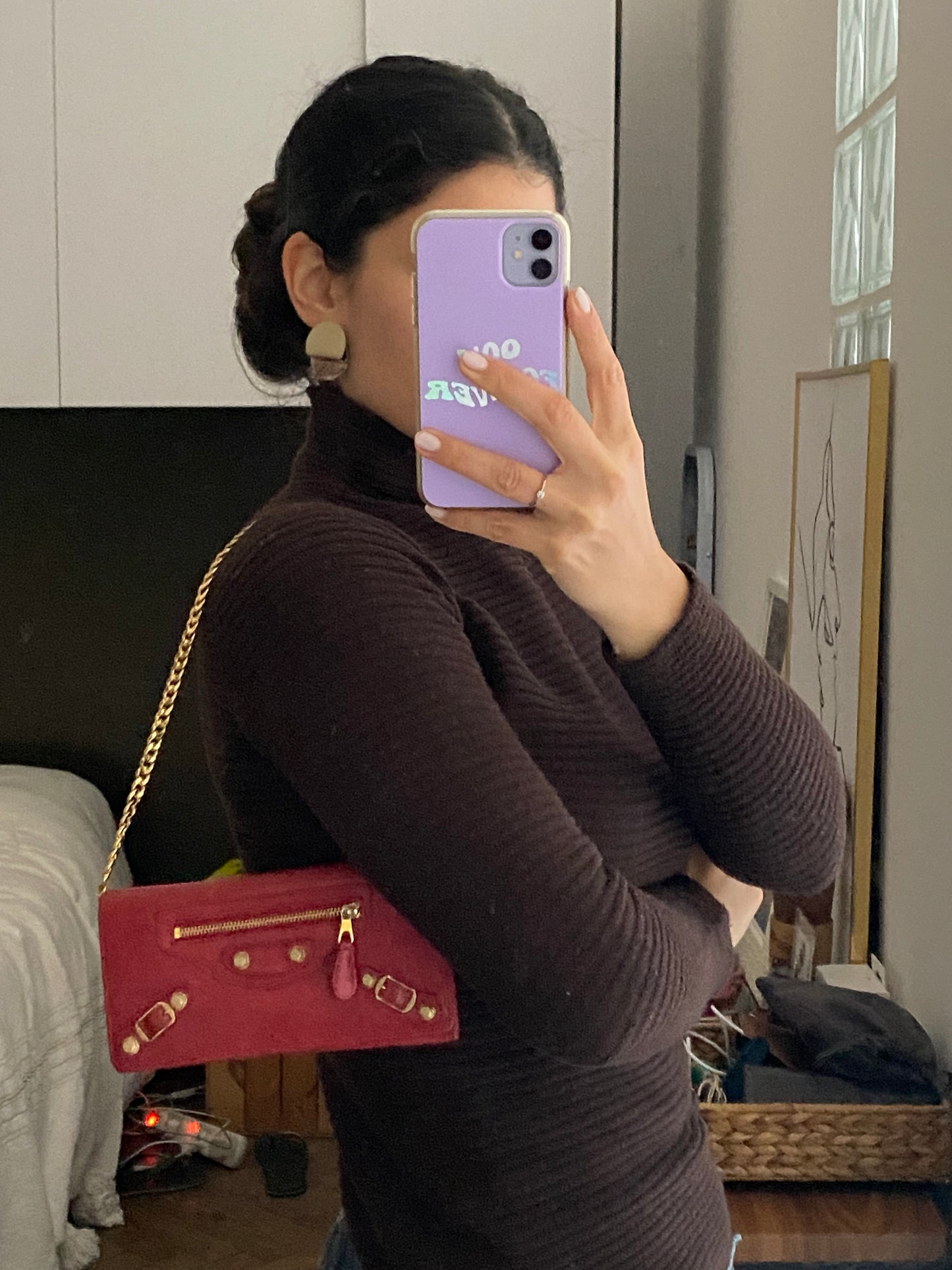 Balenciaga city pochette cherry red