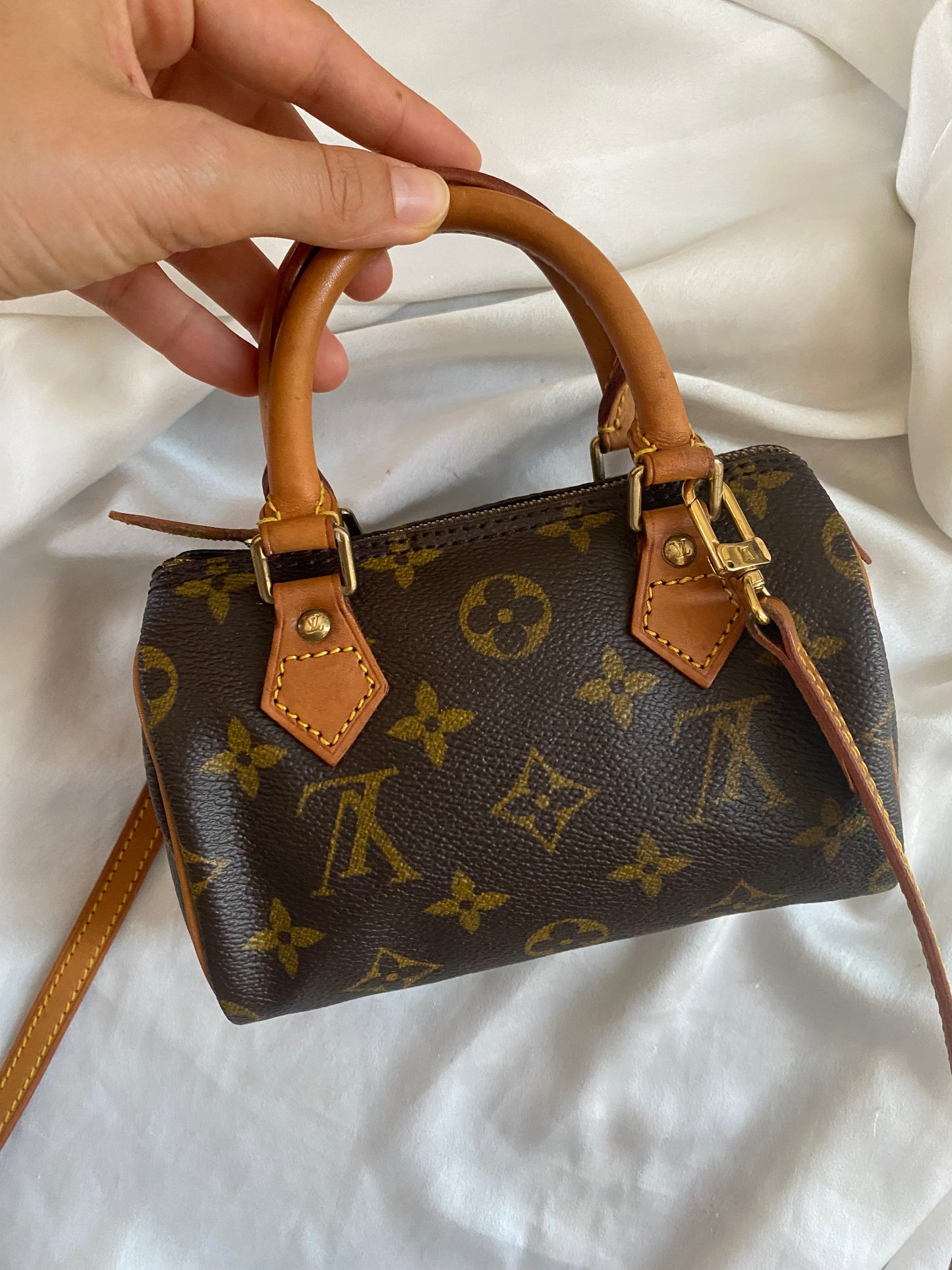 Louis Vuitton Nano Speedy monogram con tracolla