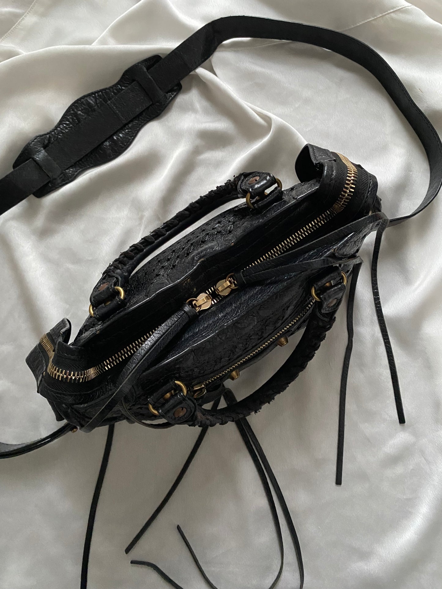 Balenciaga mini city stadio laser cut cross