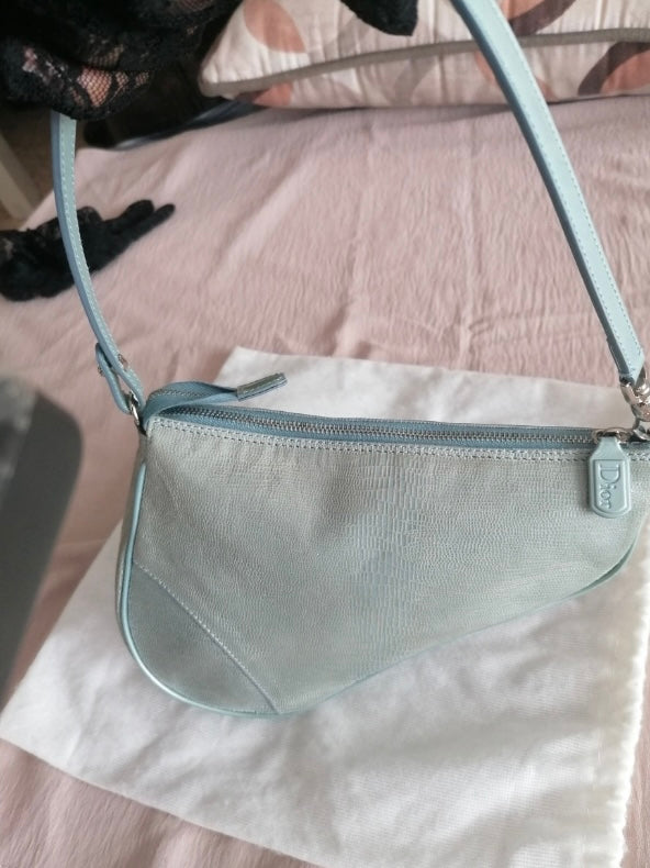 Dior mini saddle lucertola azzurra