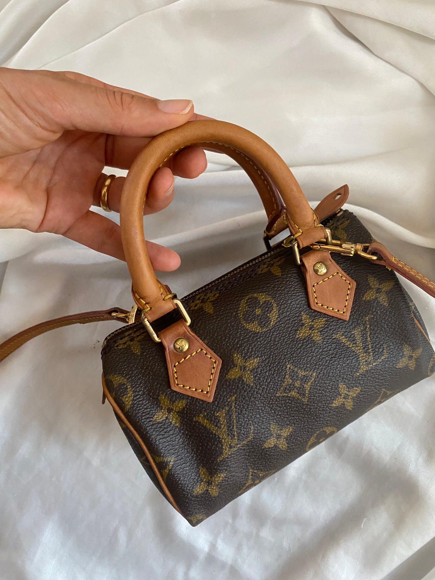 Louis Vuitton Nano Speedy monogram con tracolla