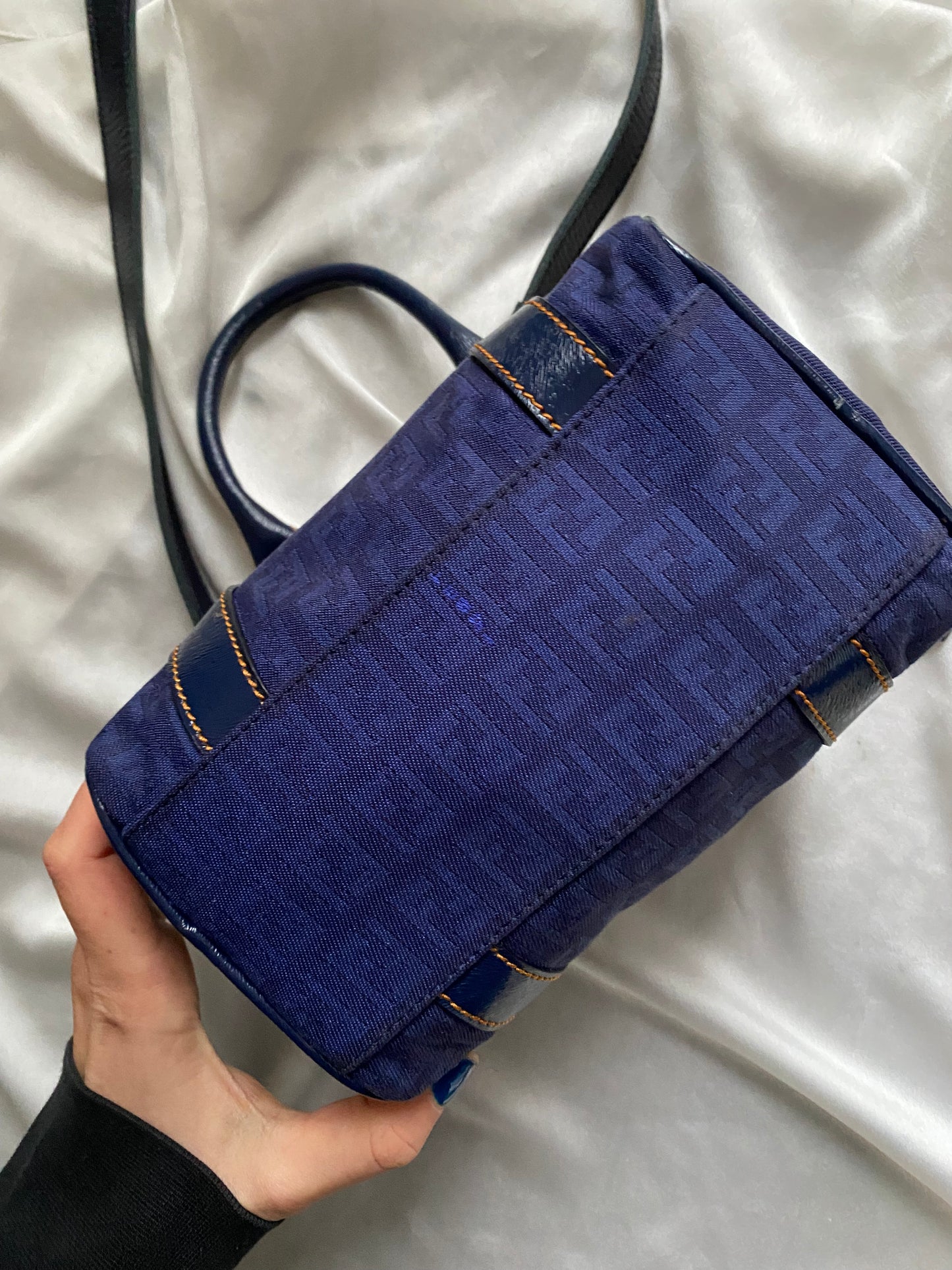 Mini bauletto Fendi monogram zucchino blu