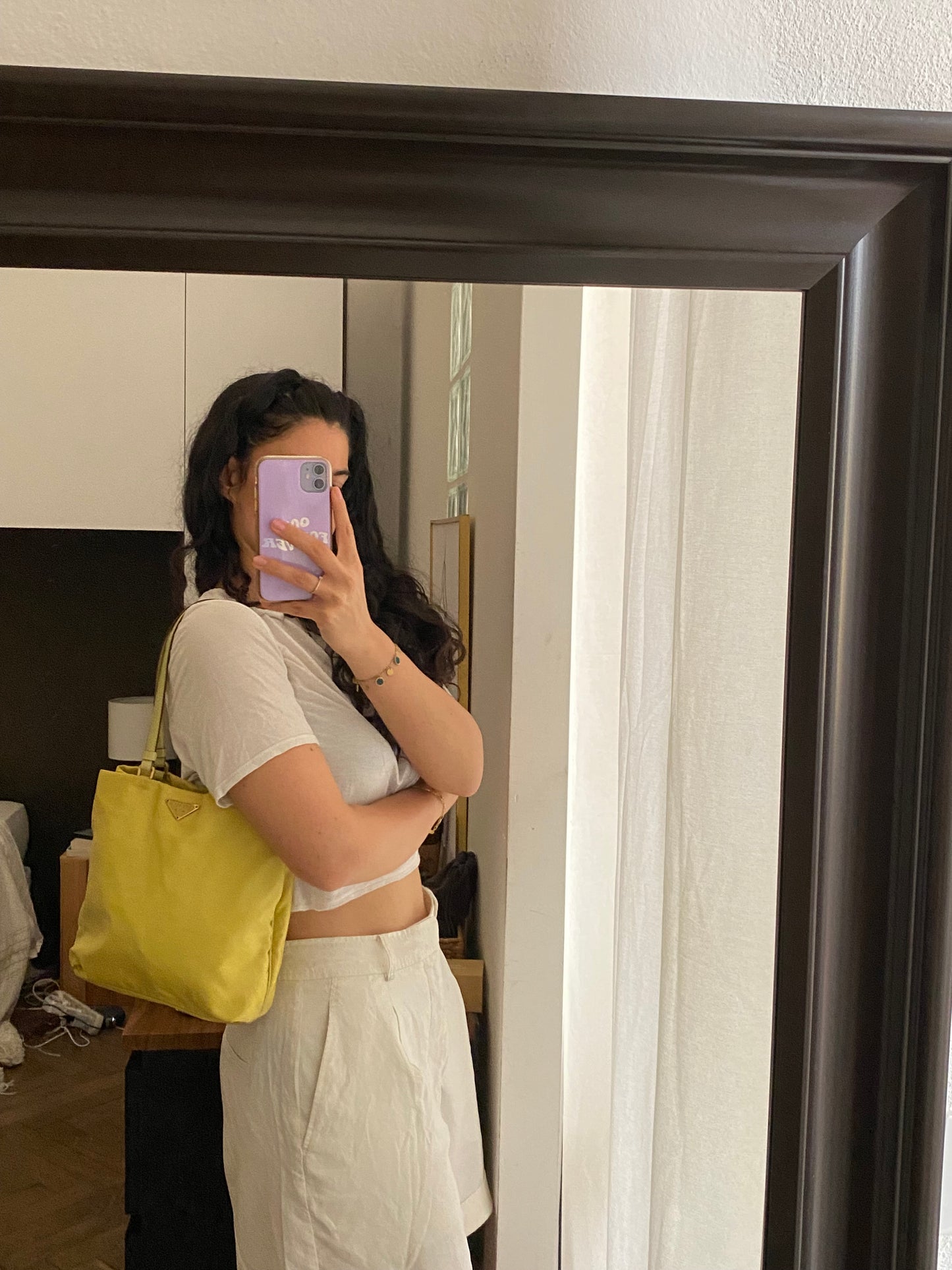 Prada tote nylon giallo lime