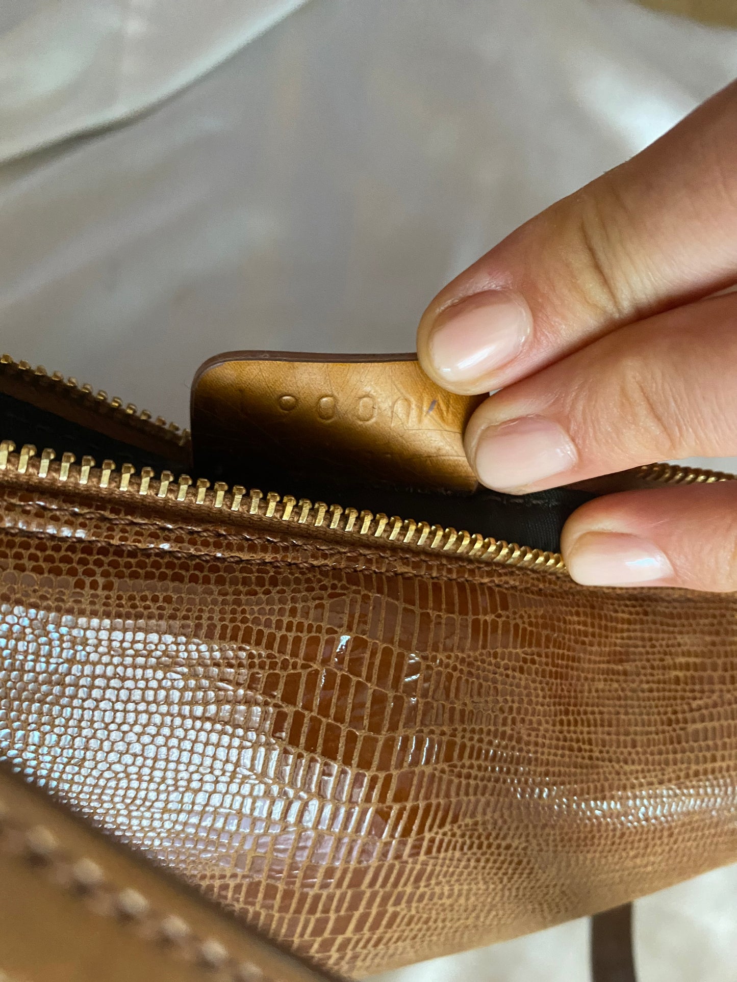 Dior mini saddle lizard brown