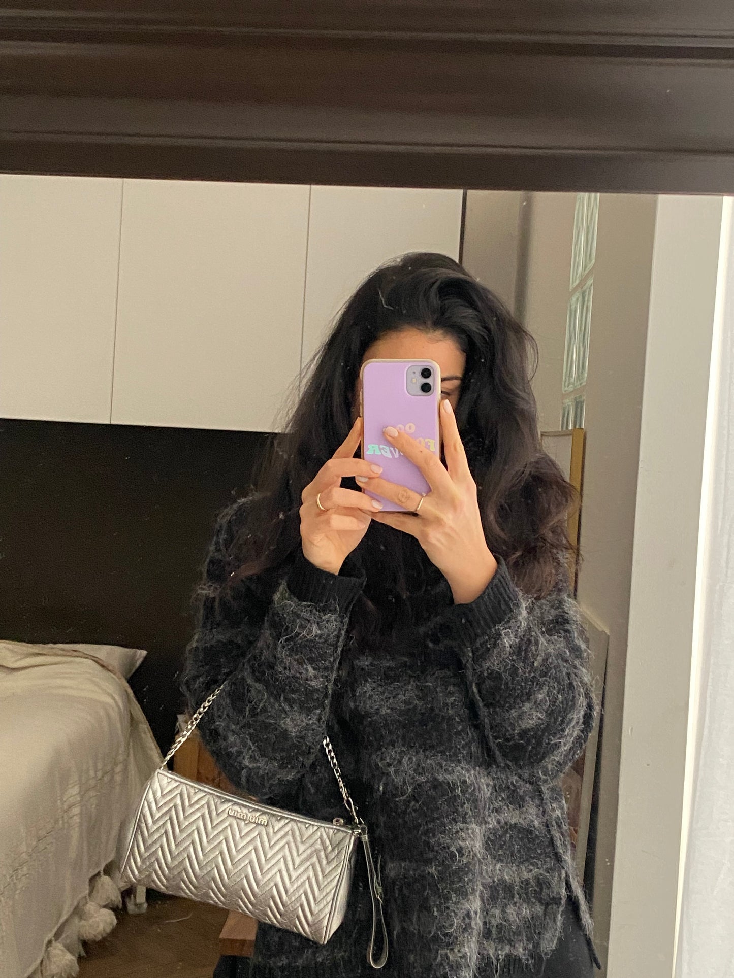 Miu Miu pochette argento metallizzato