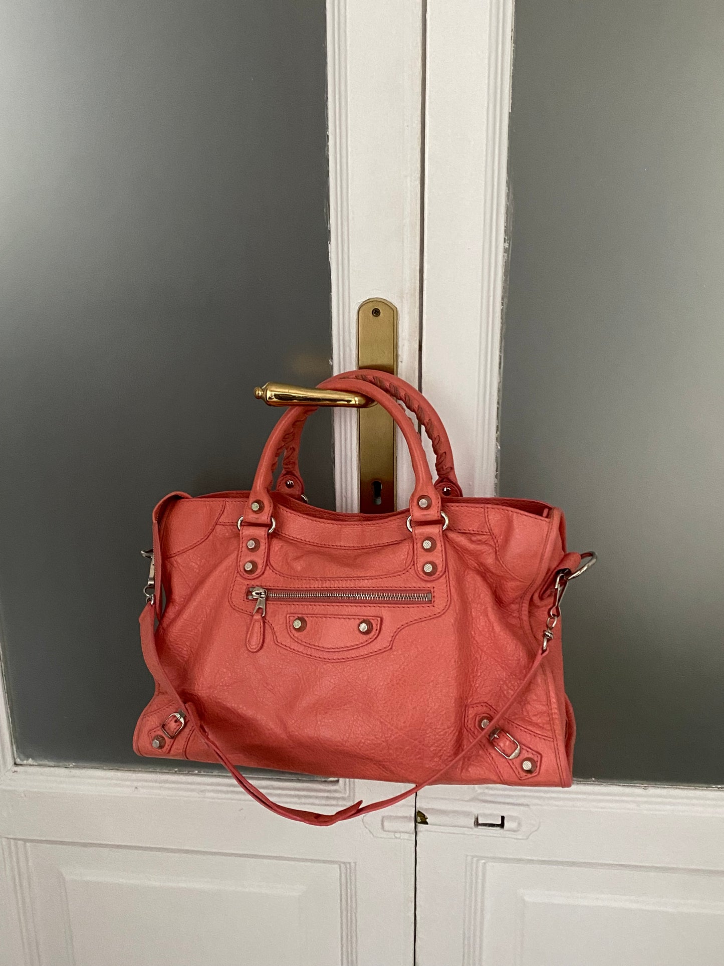 Balenciaga city rose azalee giant hw silver