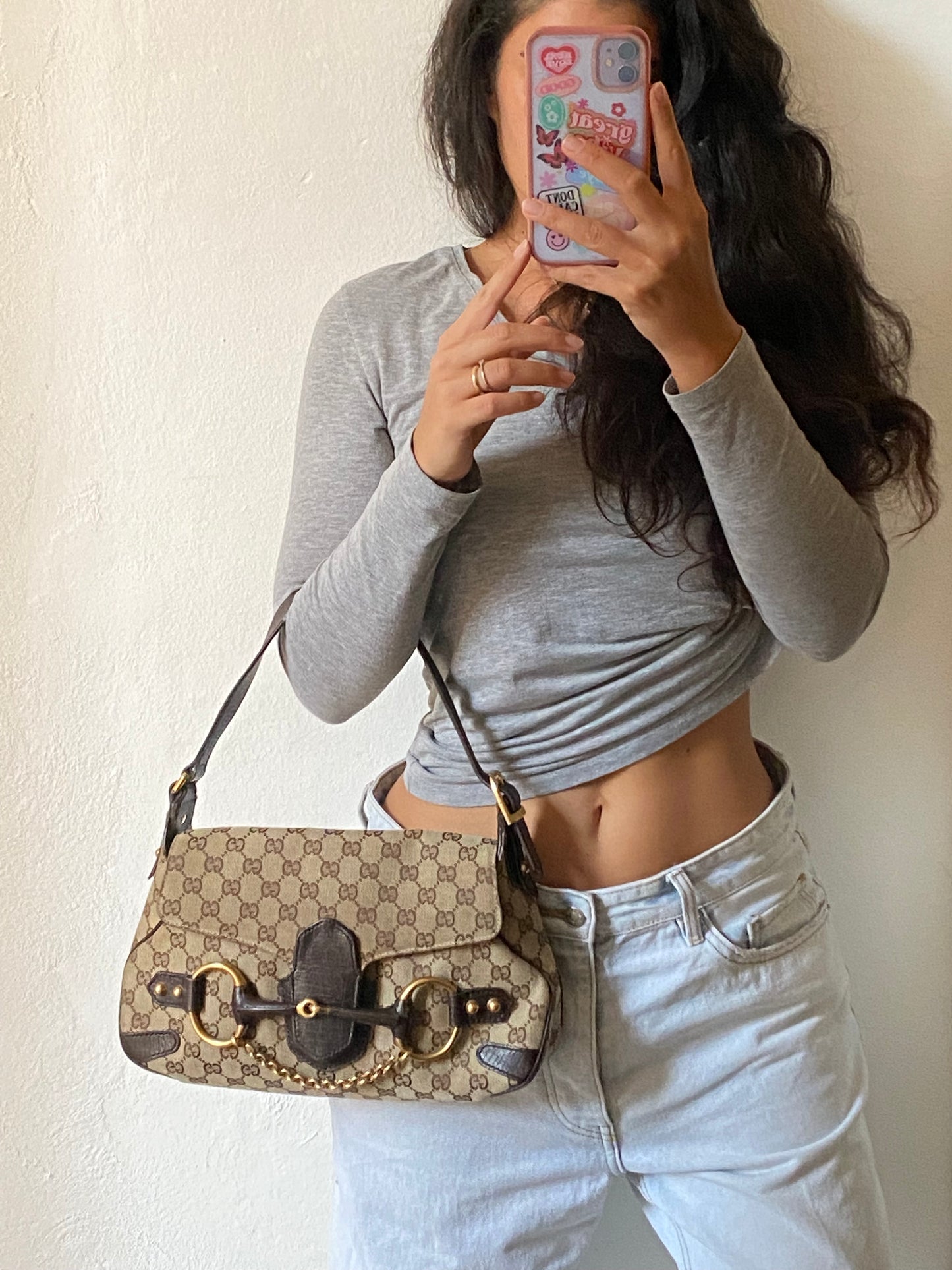 Gucci horsebit monogram beige