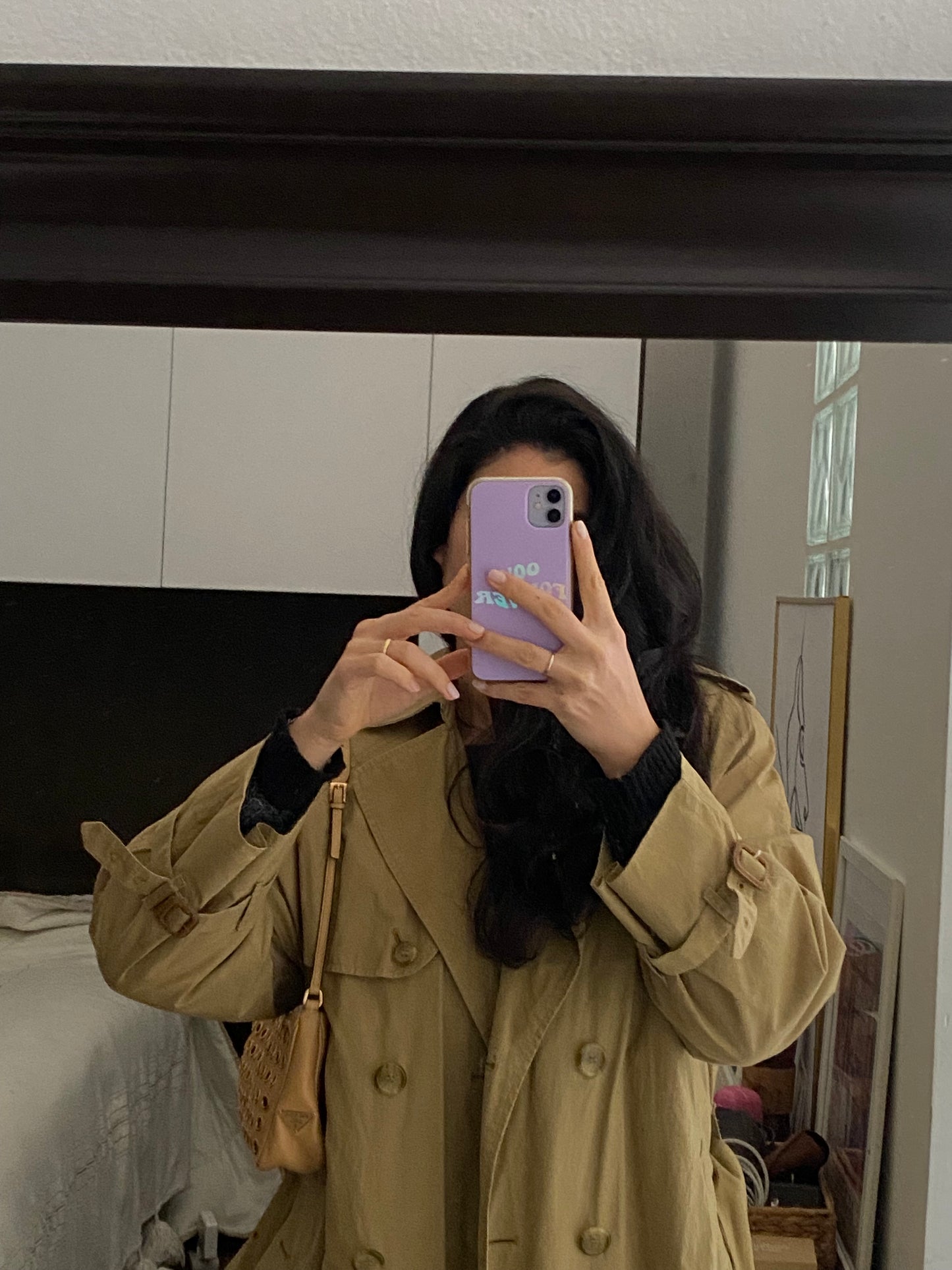 Prada pochette cammello con borchie