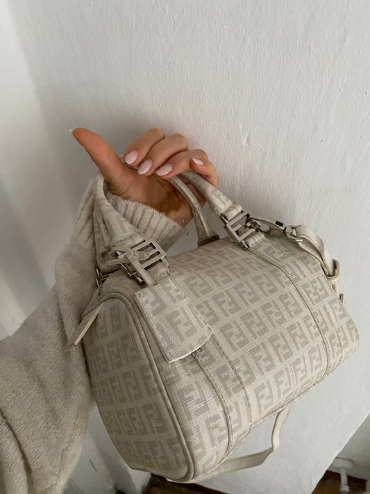 Mini bauletto Fendi monogram zucchino bianco e grigio
