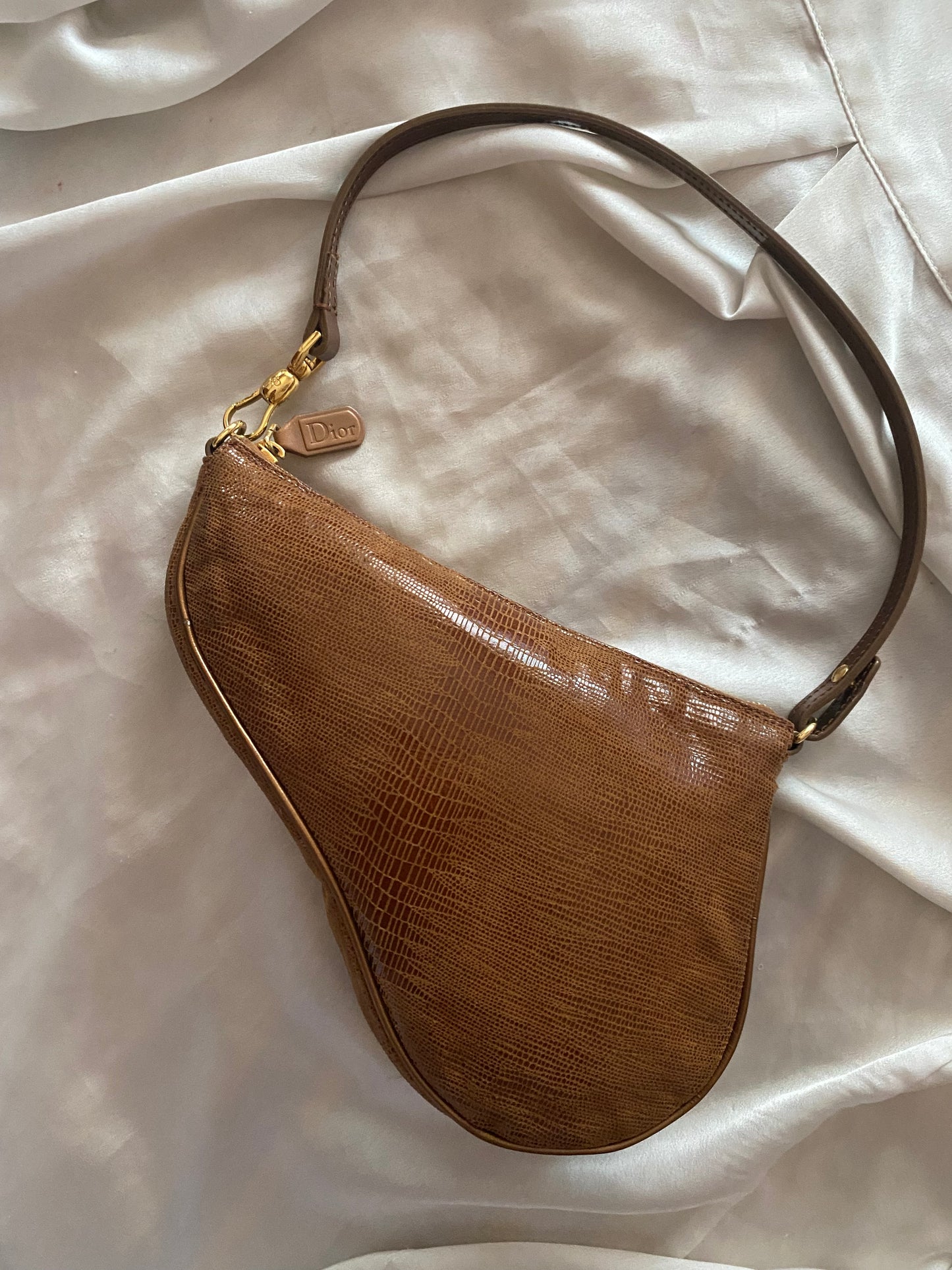 Dior mini saddle lizard brown
