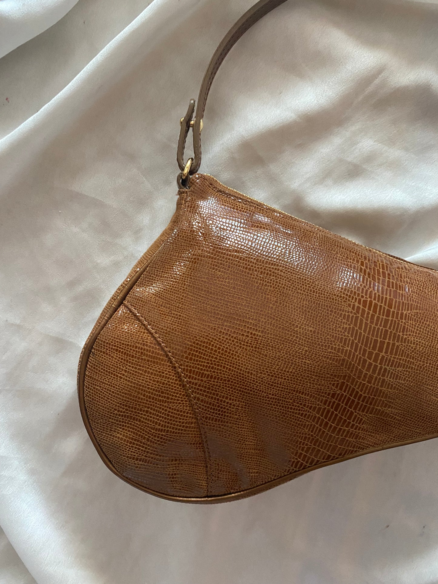 Dior mini saddle lizard brown