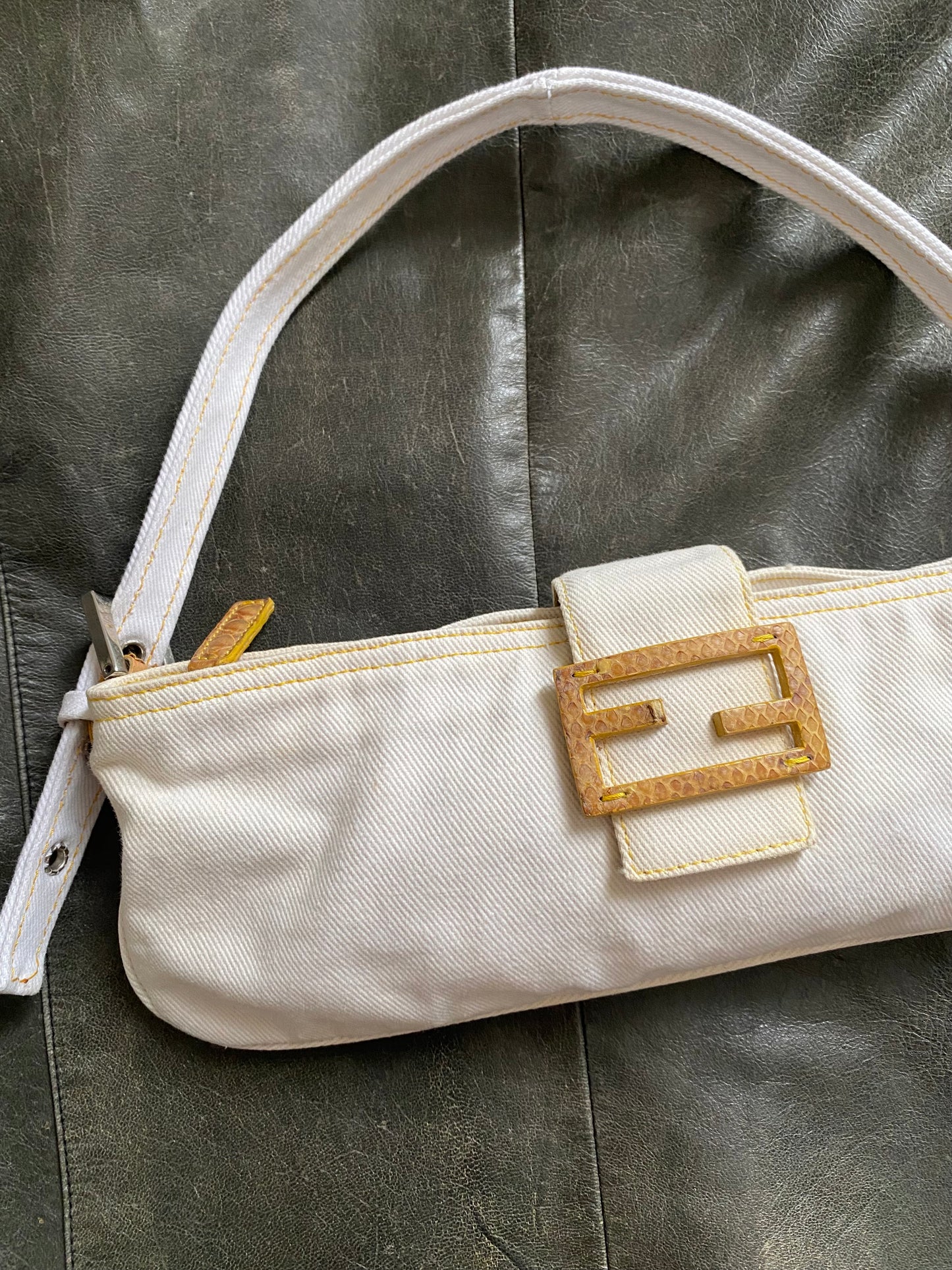 Fendi baguette in denim snakeskin