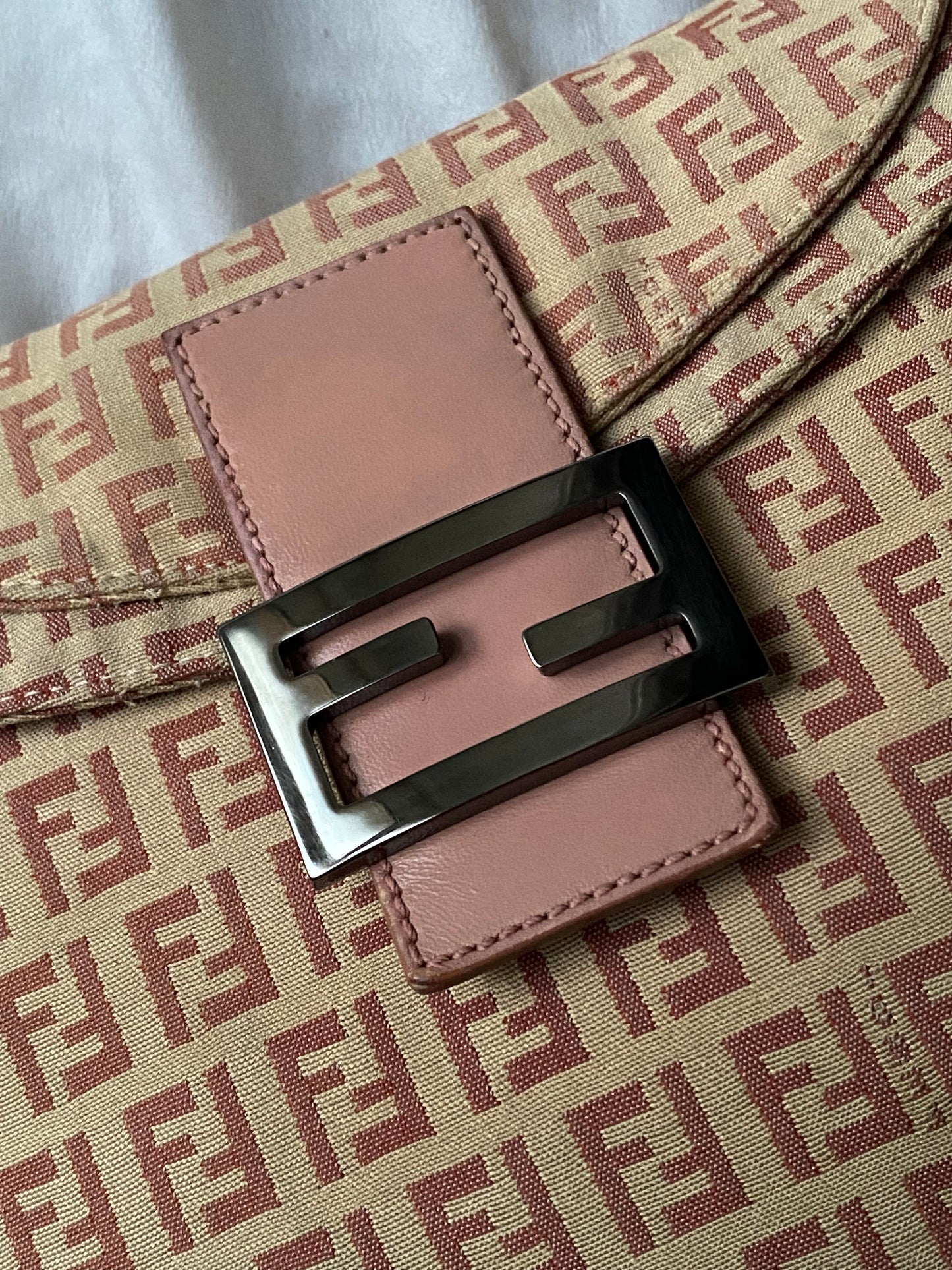 Fendi mamma double flap rosa e beige