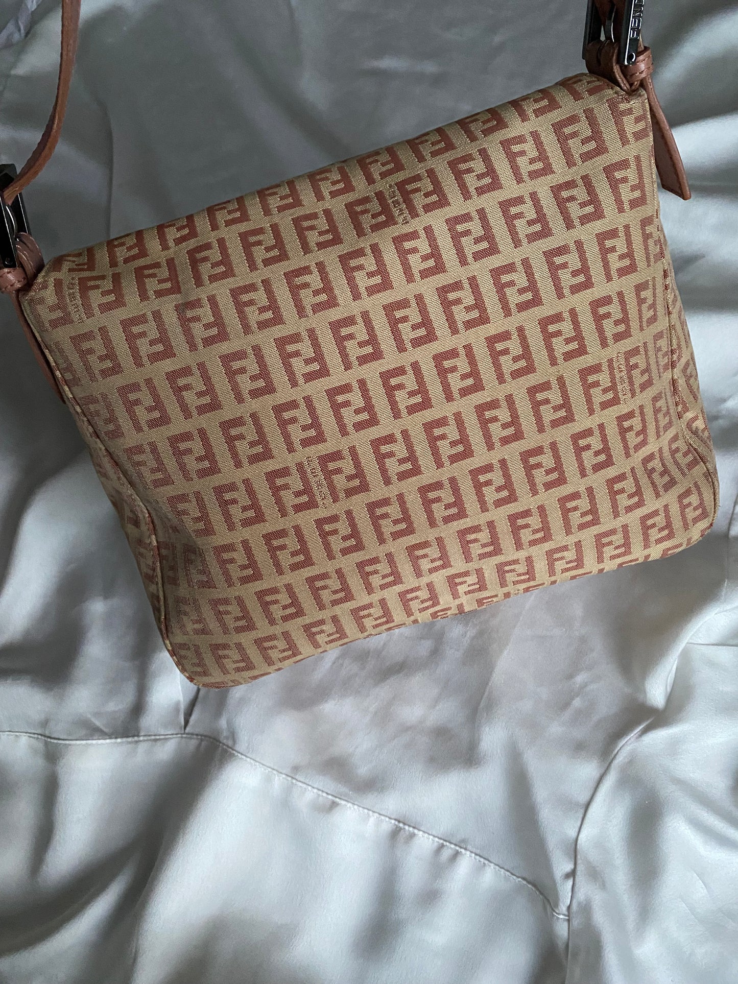 Fendi mamma double flap rosa e beige