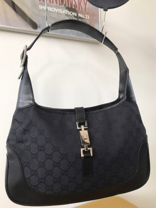 Gucci Jackie monogram nero hardware oro era Tom Ford