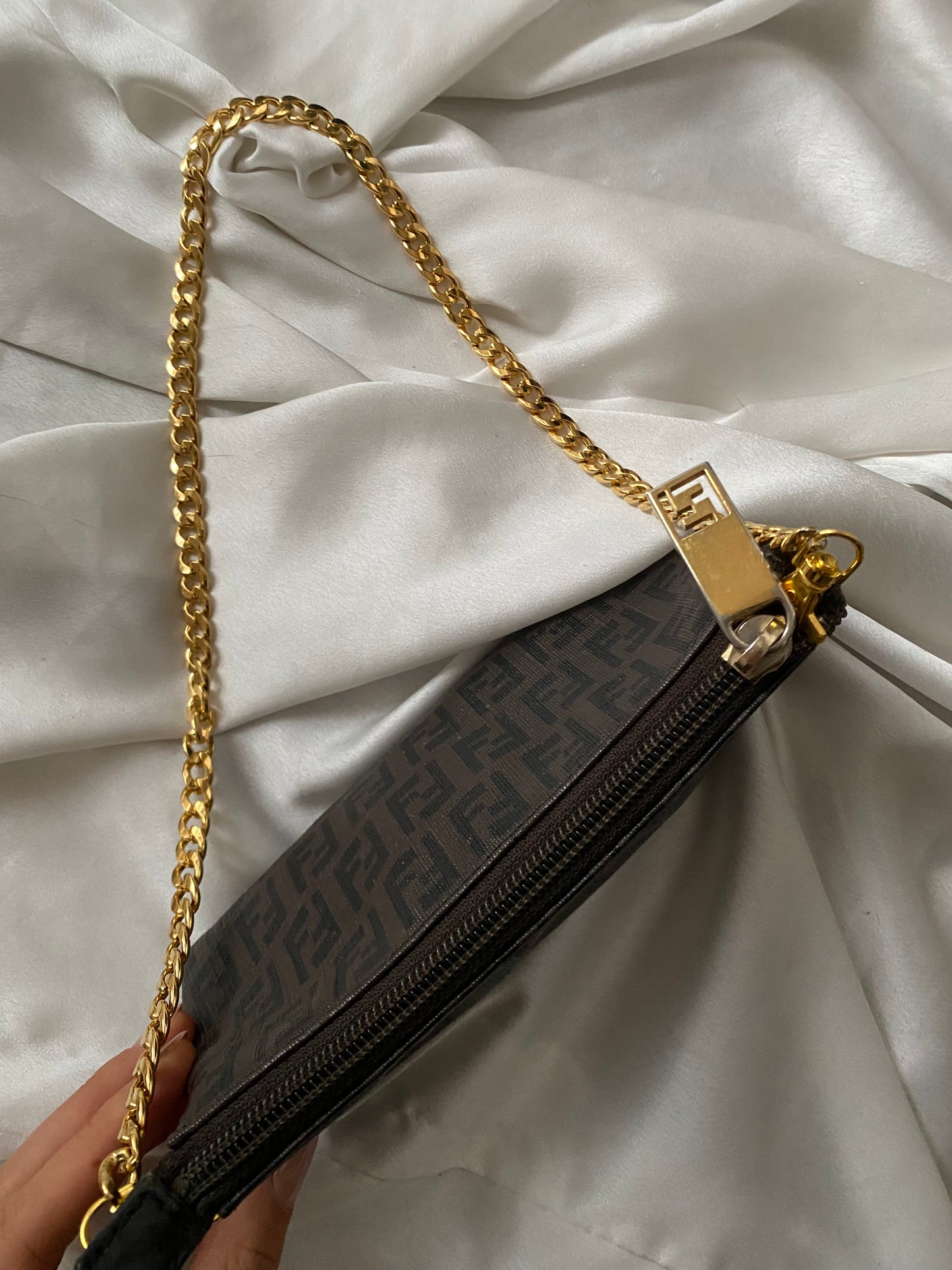 Fendi mini pochette zucchino monogram brown