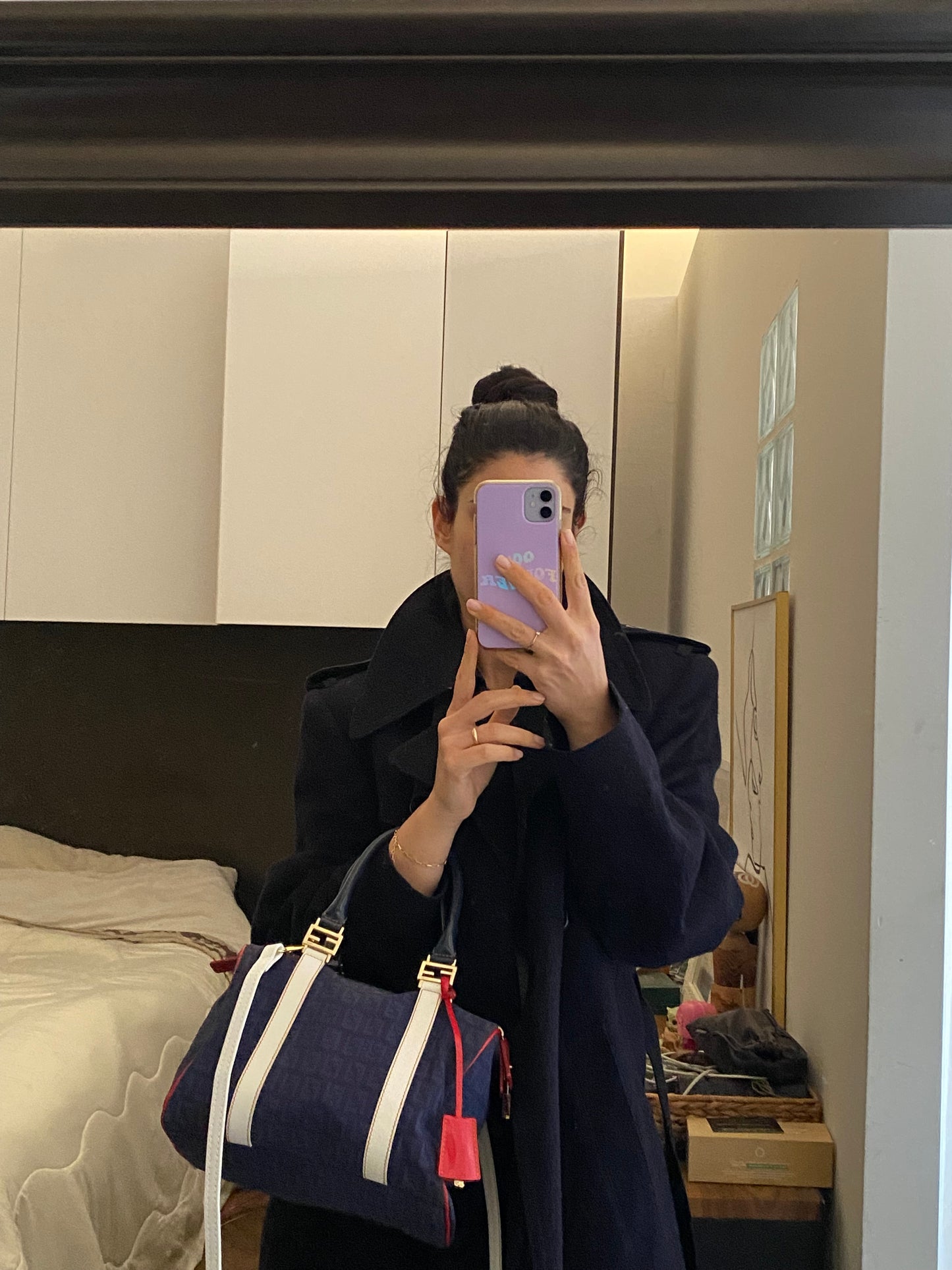 Mini bauletto Fendi monogram zucchino French flag