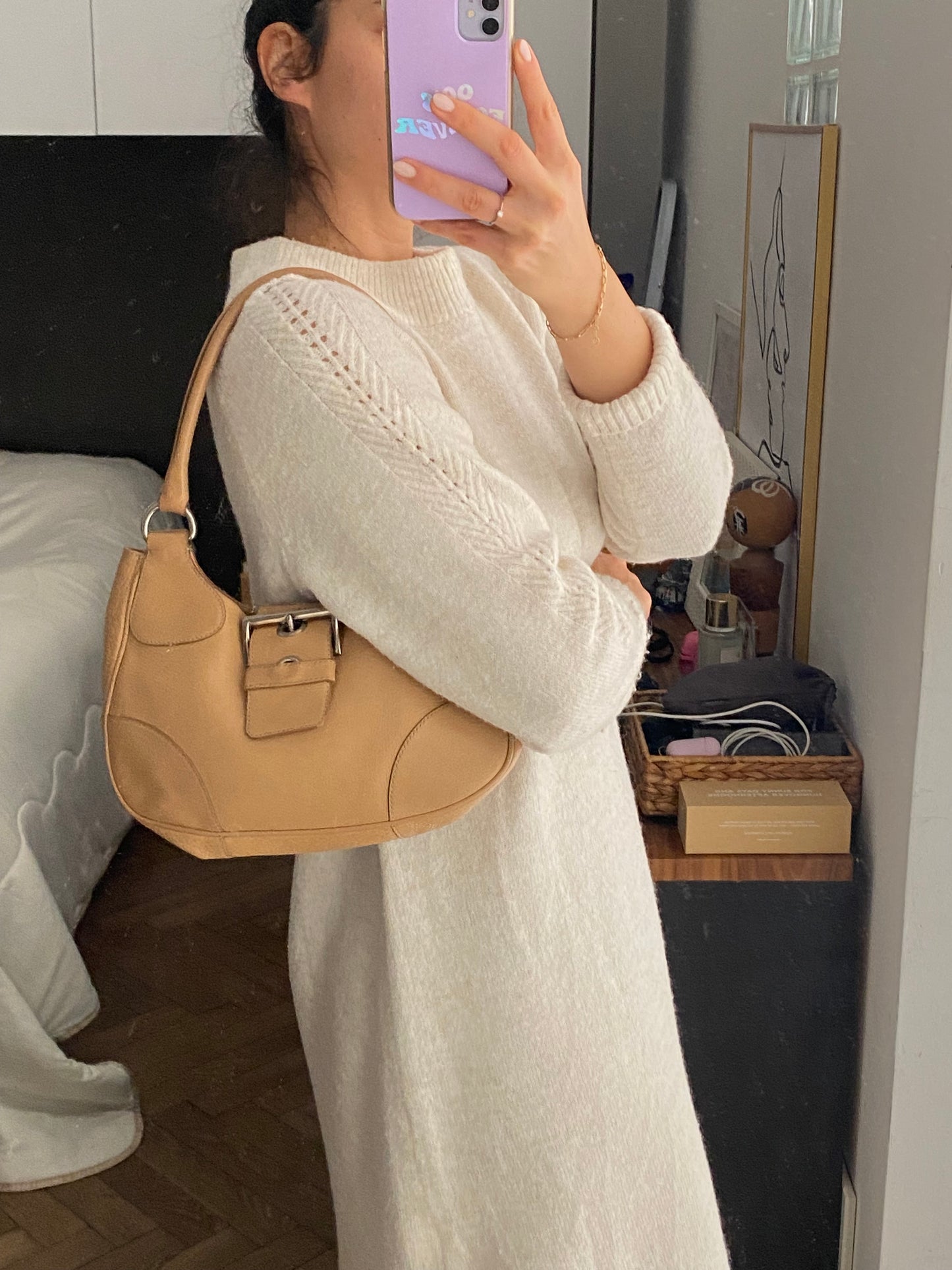 Prada moon cammello pelle martellata
