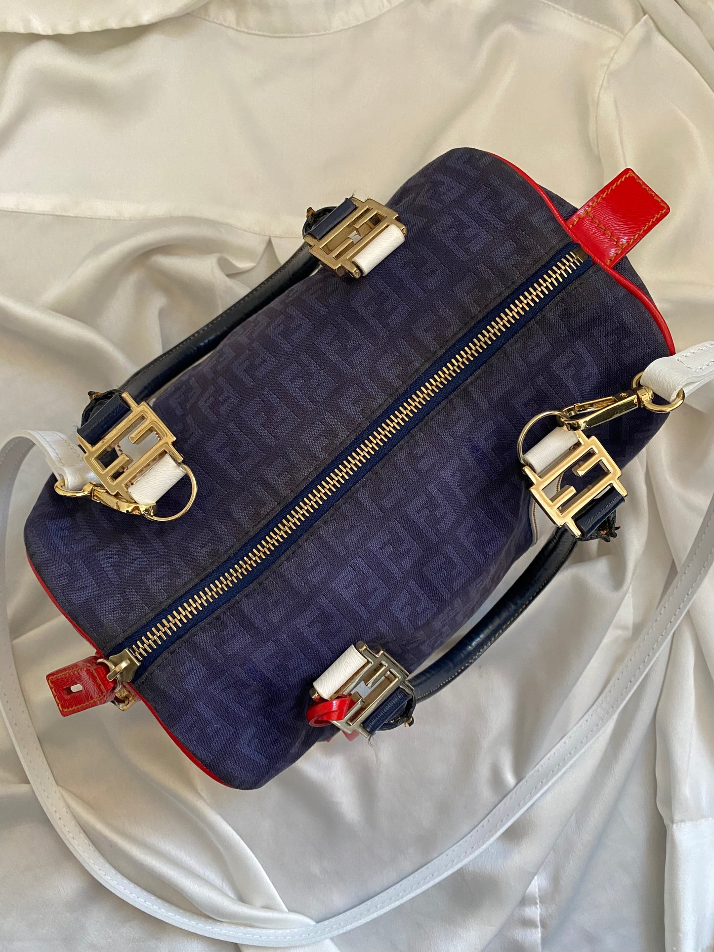 Mini bauletto Fendi monogram zucchino French flag
