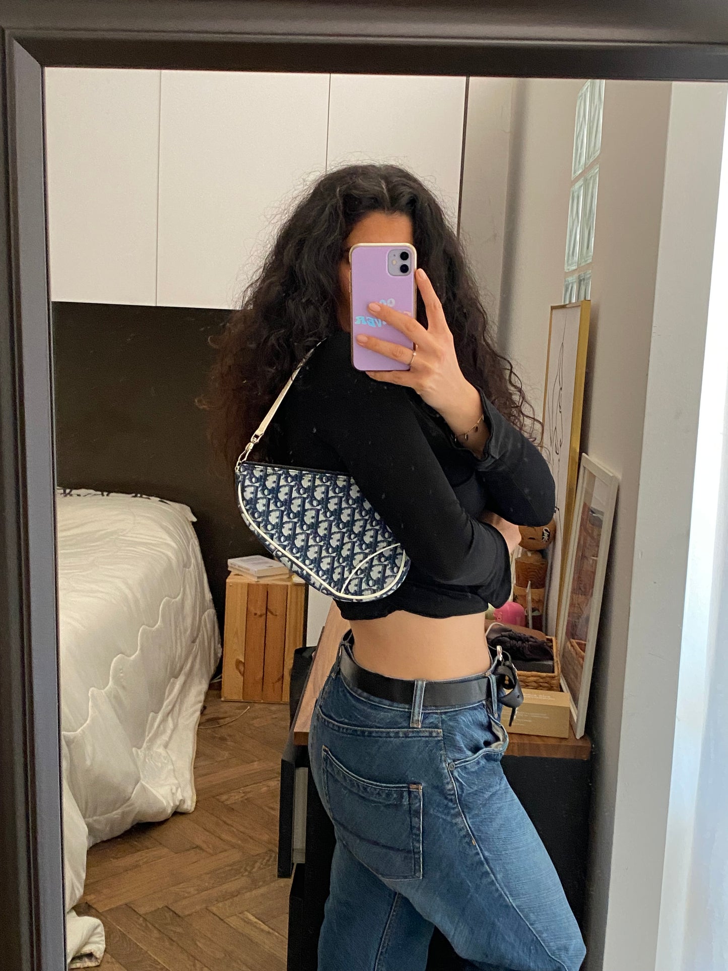 Dior mini saddle monogram blue