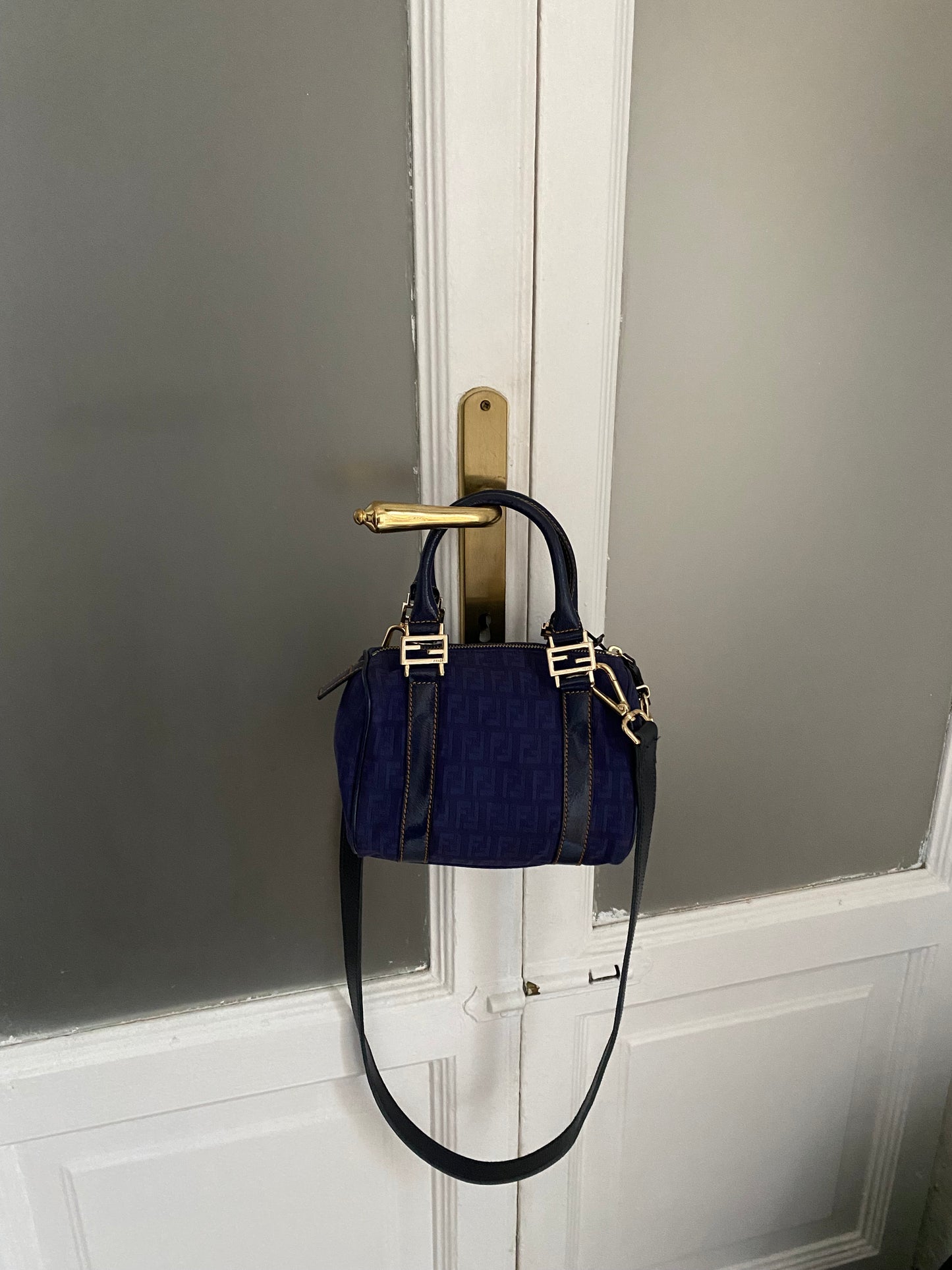 Mini bauletto Fendi monogram zucchino blu