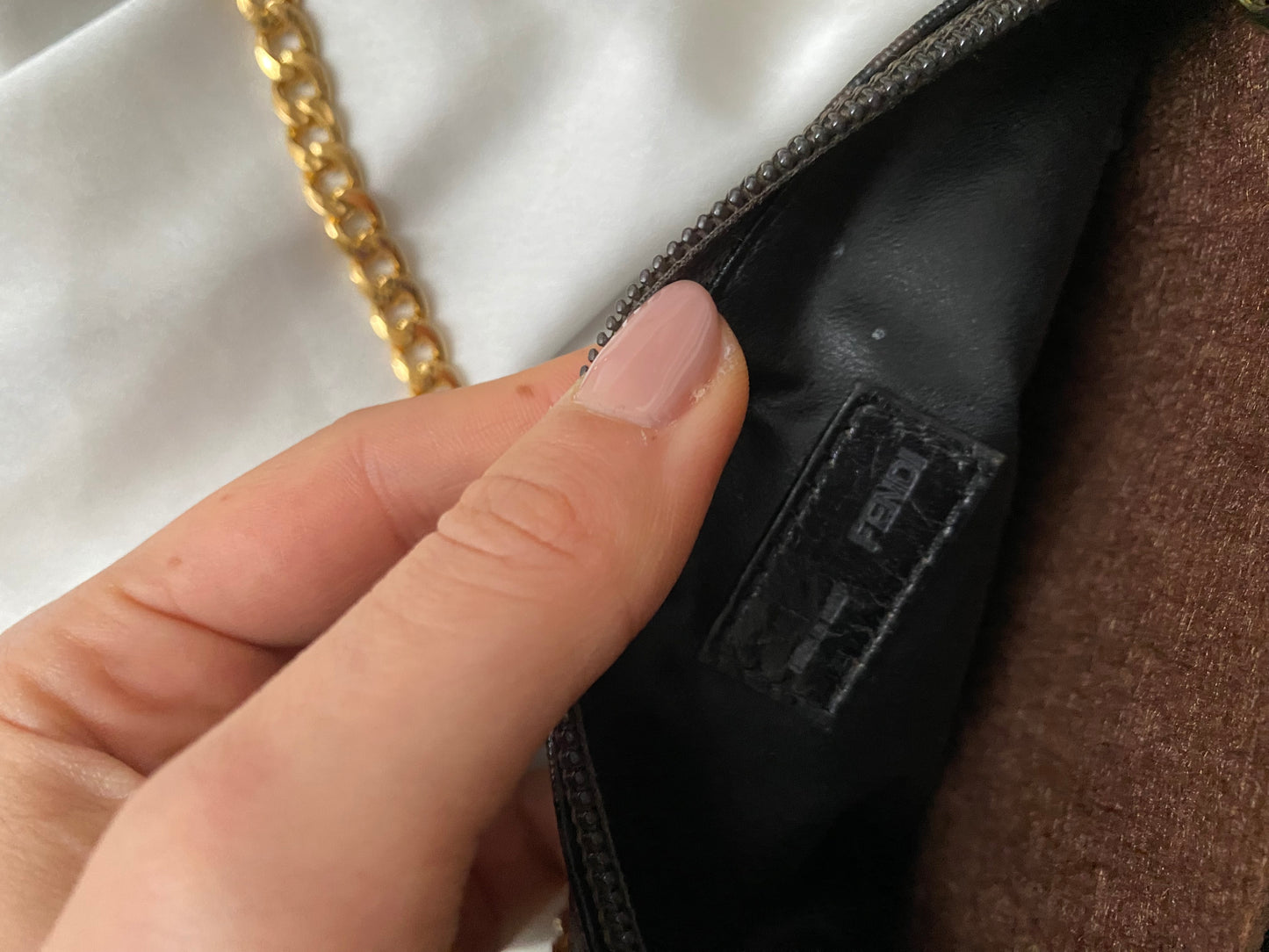 Fendi mini pochette zucchino monogram brown