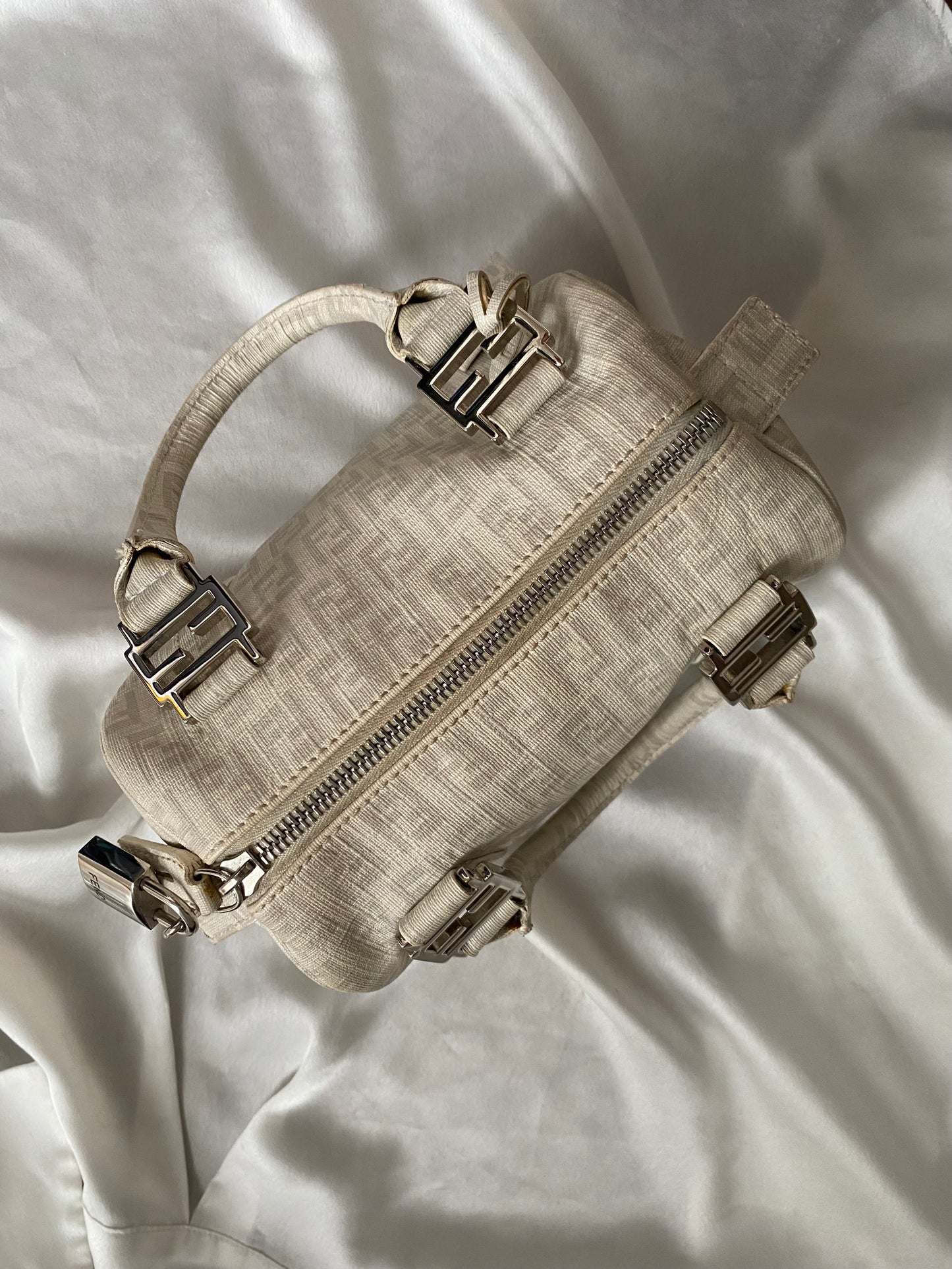 Mini bauletto Fendi monogram zucchino bianco e grigio