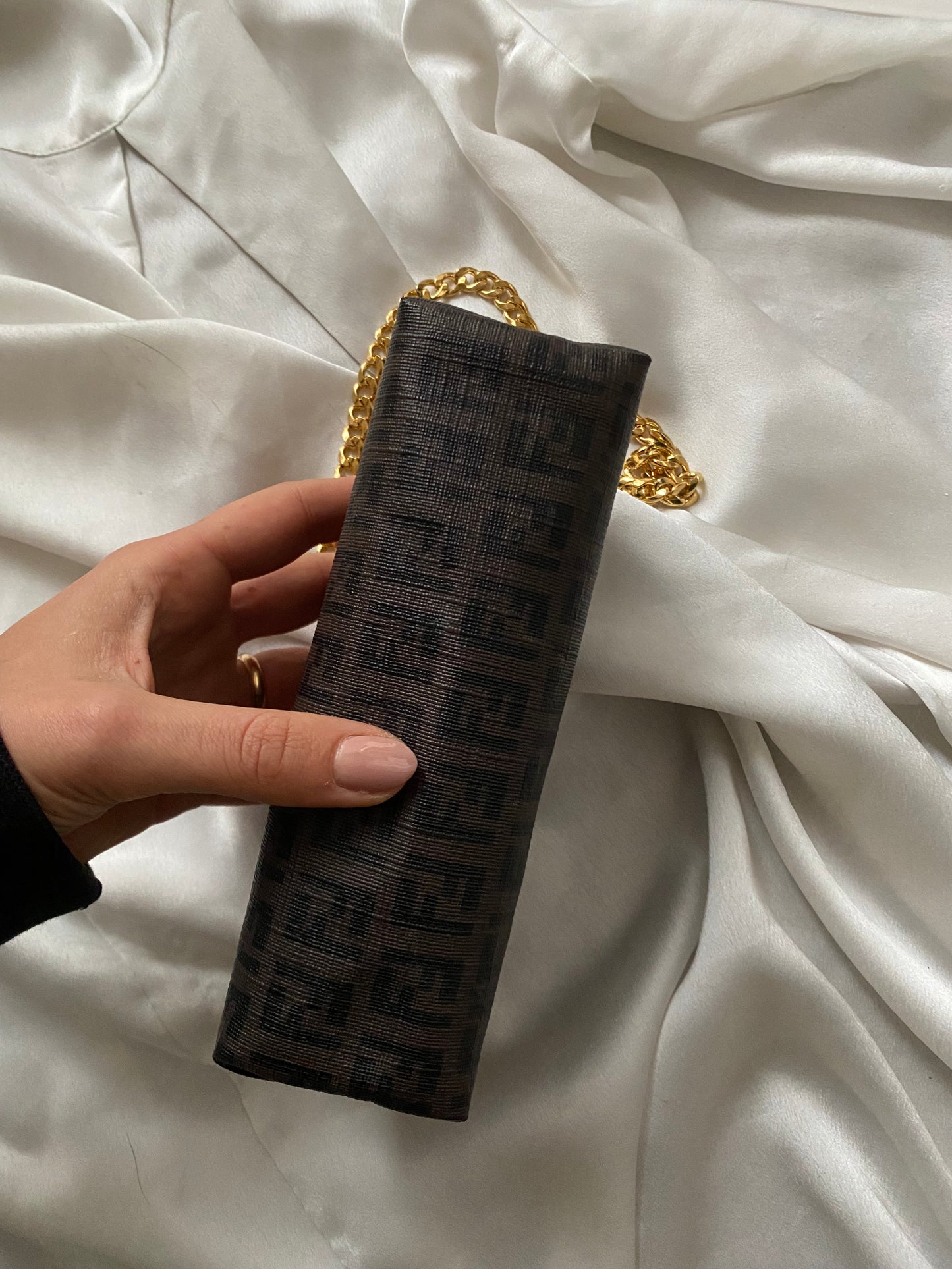 Fendi mini pochette zucchino monogram brown