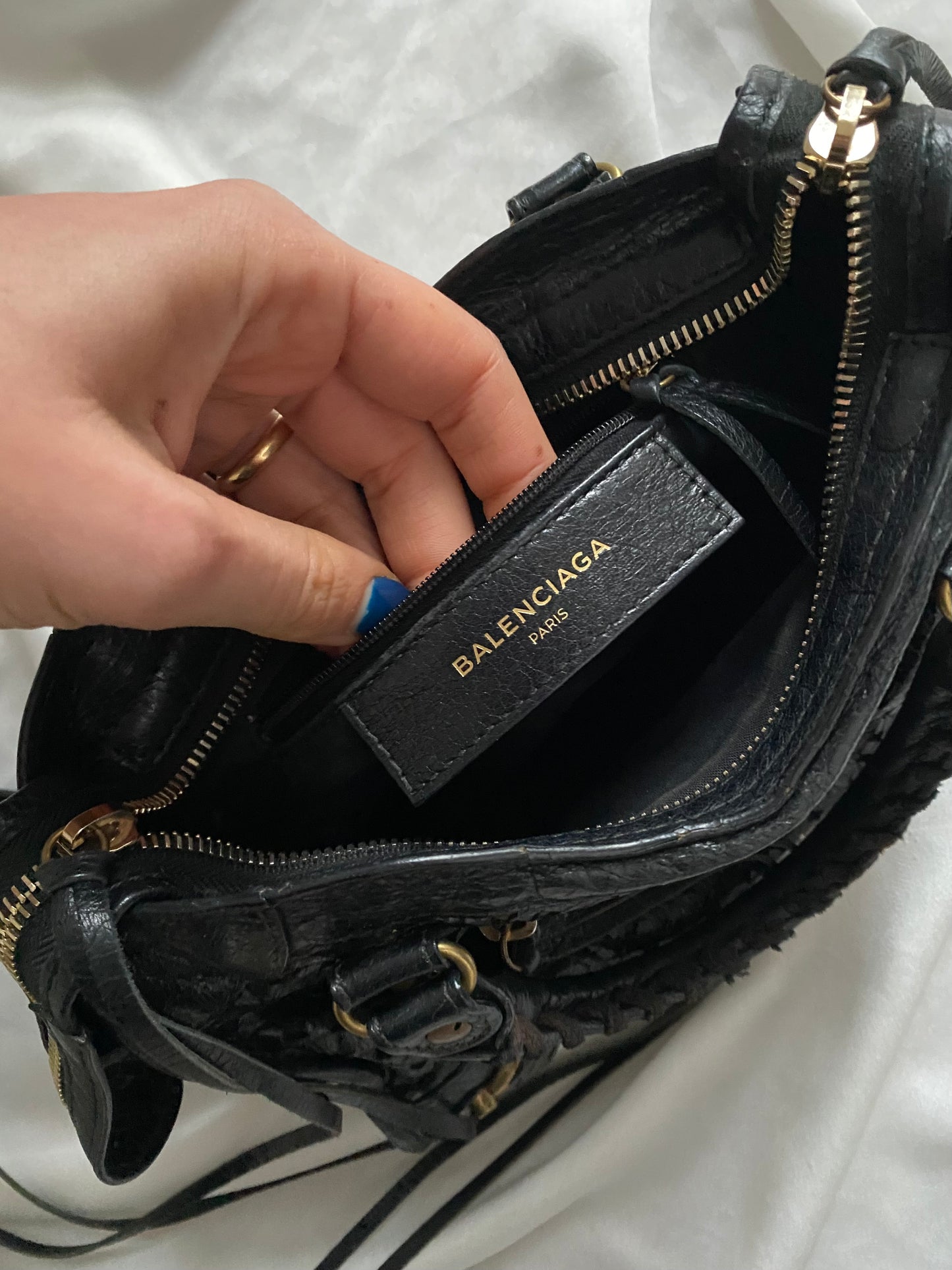 Balenciaga mini city stadio laser cut cross