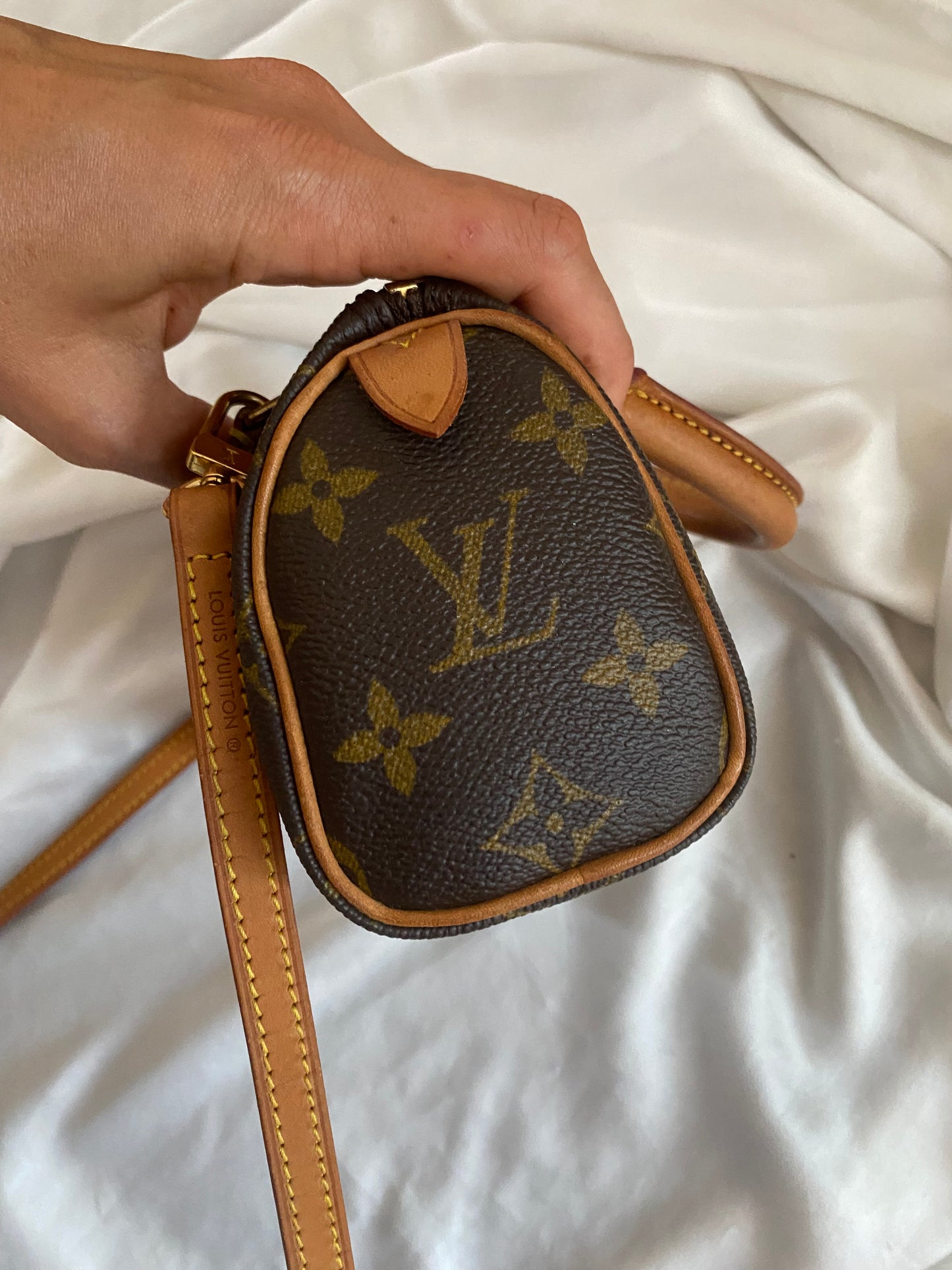 Louis Vuitton Nano Speedy monogram con tracolla