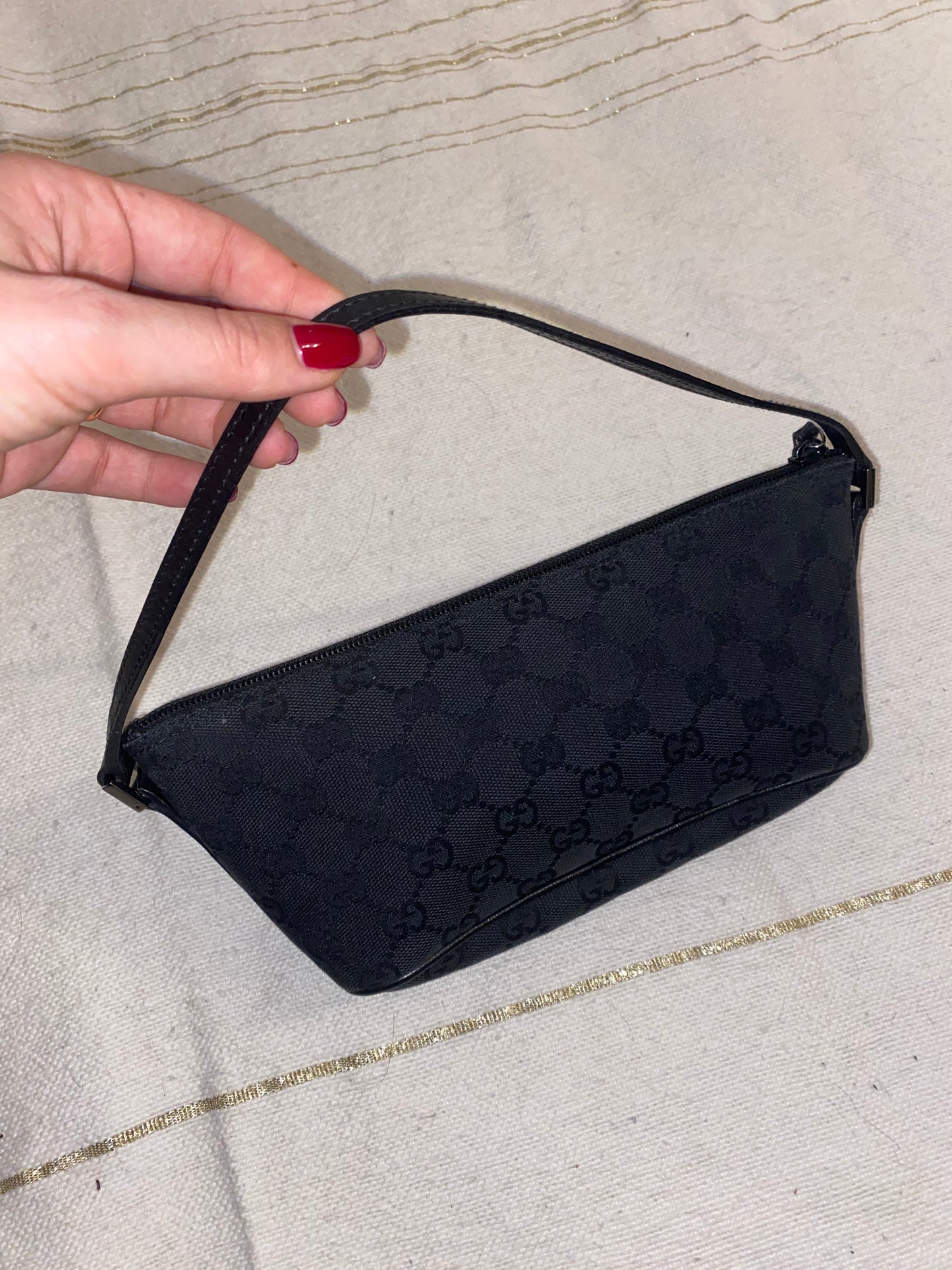 Gucci black monogram boat