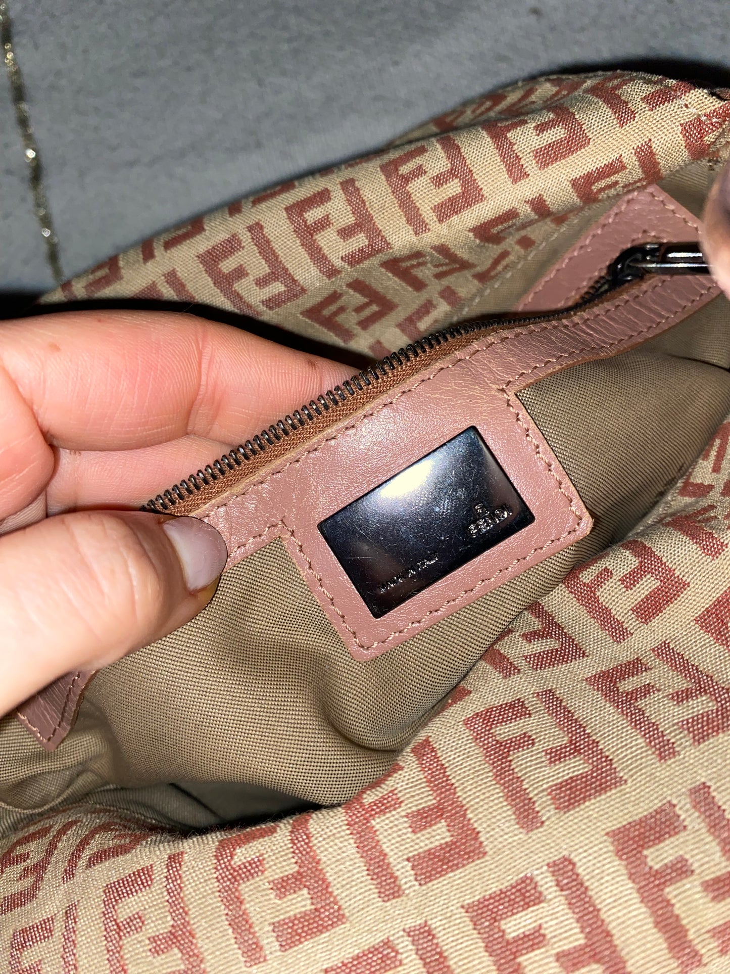 Fendi mamma double flap rosa e beige