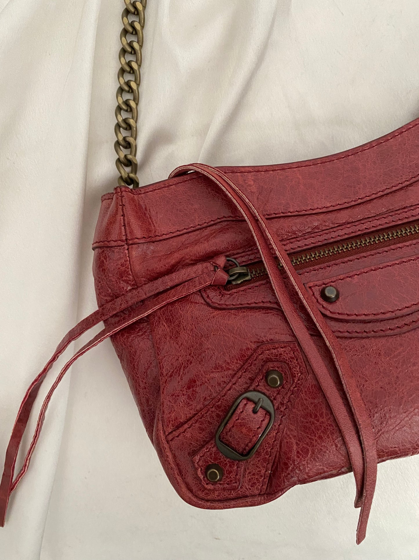 Balenciaga motocross pochette burgundy