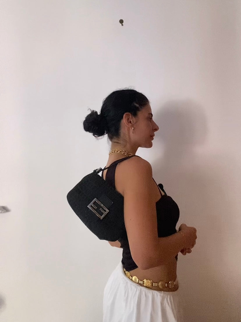 Fendi mini mamma baguette monogram zucchino nera