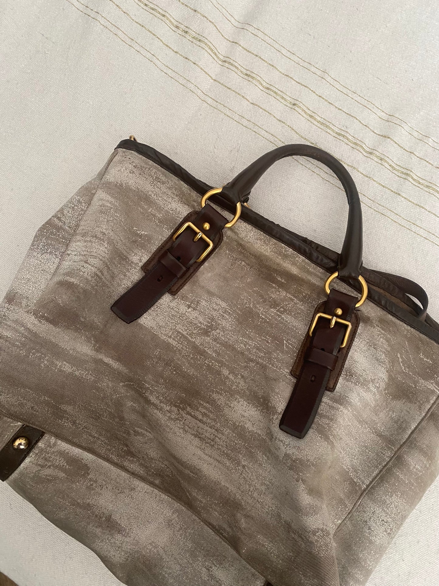 Prada distressed maxi tote