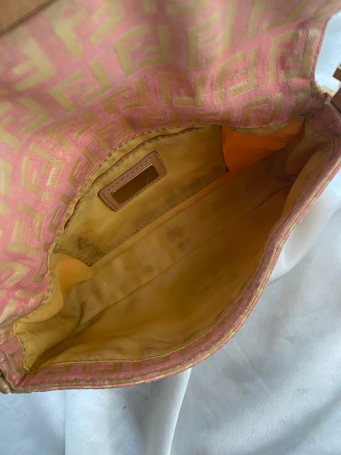 Fendi mini baguette rosa monogram zucchino