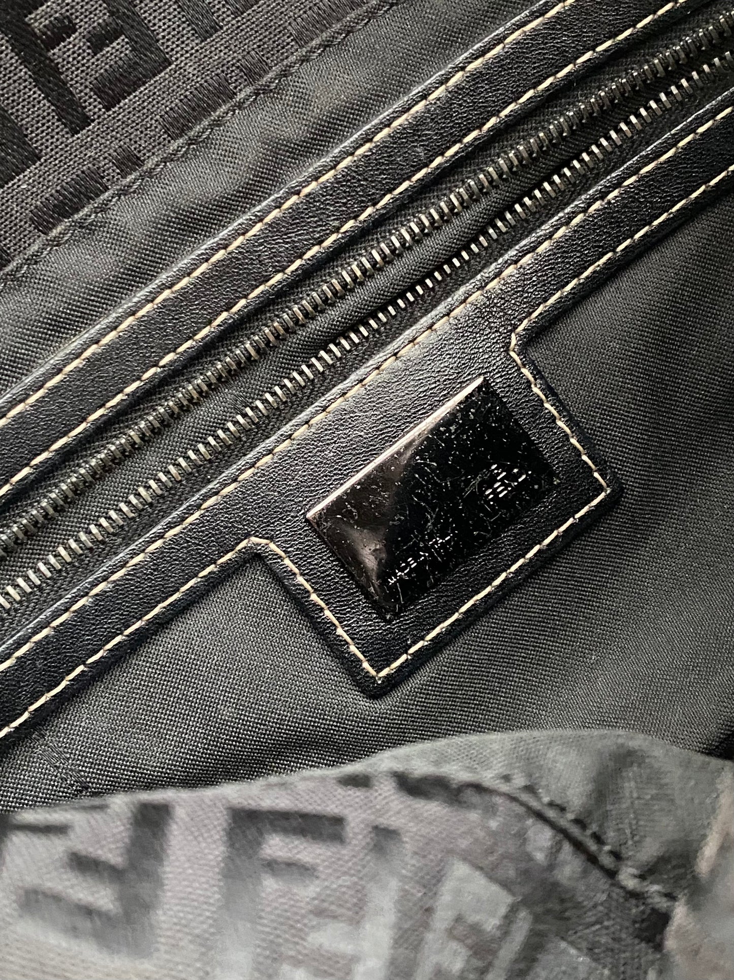 Fendi baguette double flap monogram zucchino black